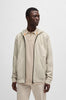 Felpa con cappuccio in terry di cotone con zip e toppa con logo tono su tono