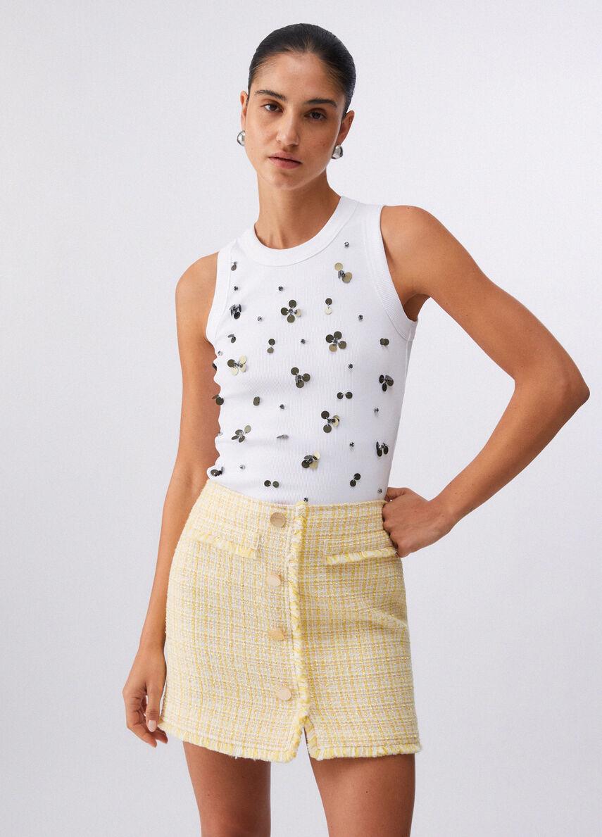 Top con applicazioni WA6490J4822 P9369 LIU JO WHITE1 