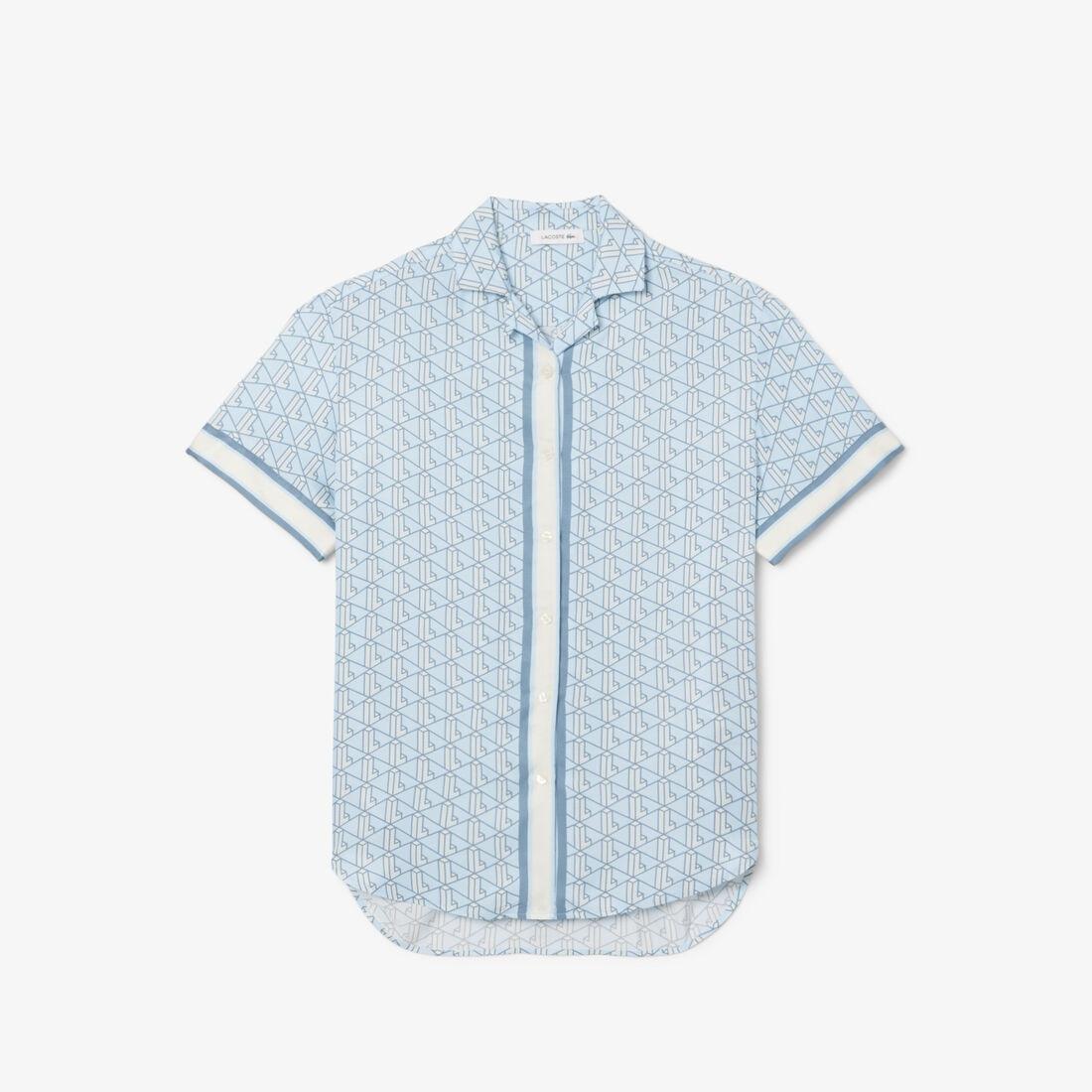 Camicia oversize con stampa monogramma CF0495 EIB LACOSTE 