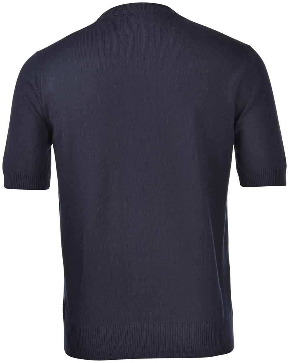 T-shirt in maglia con collo a coste navy 57188/18163 598 GRAN SASSO 