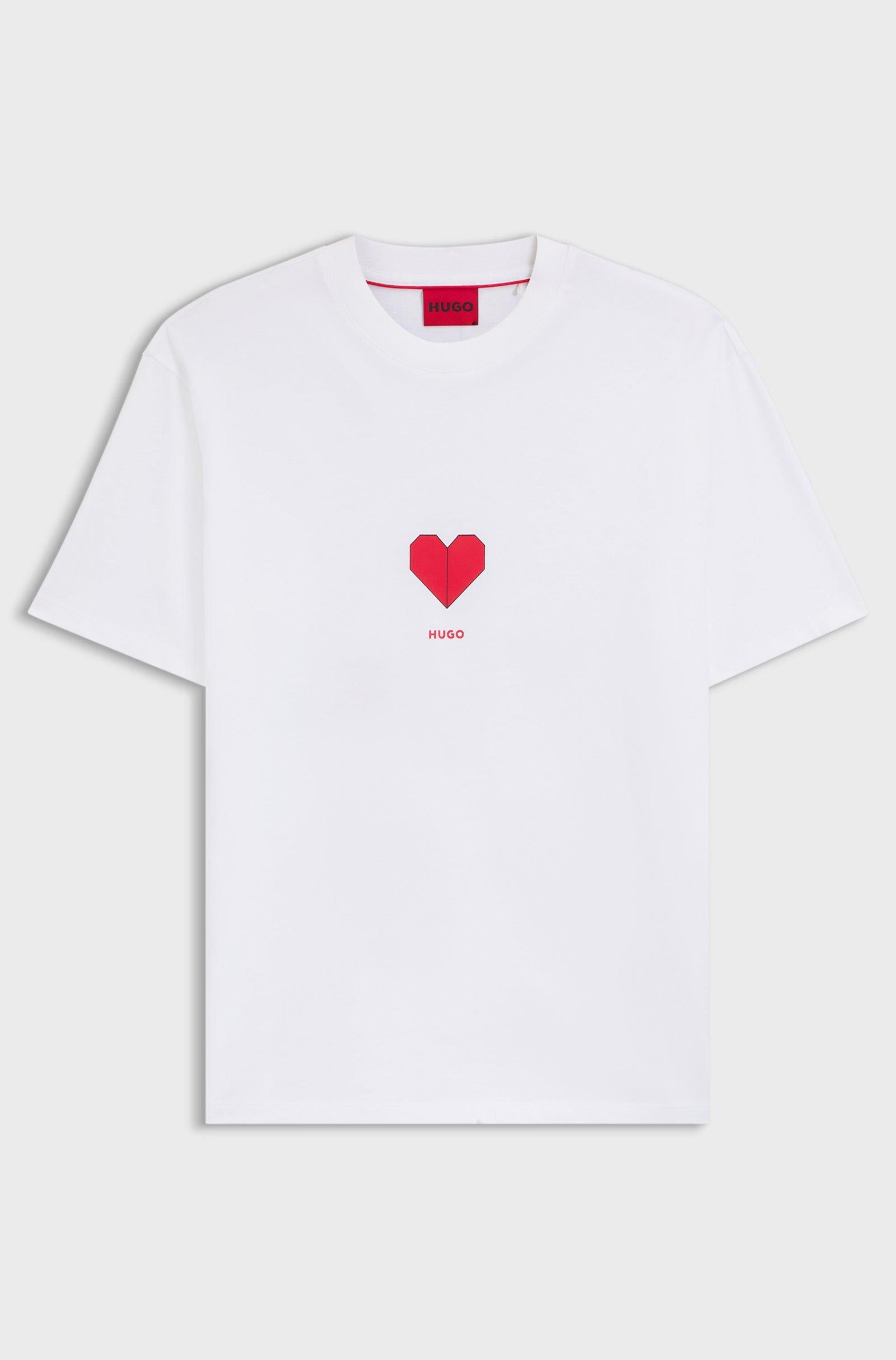 T-shirt in jersey di cotone con stampa di cuori origami 50553429 100 HUGO 