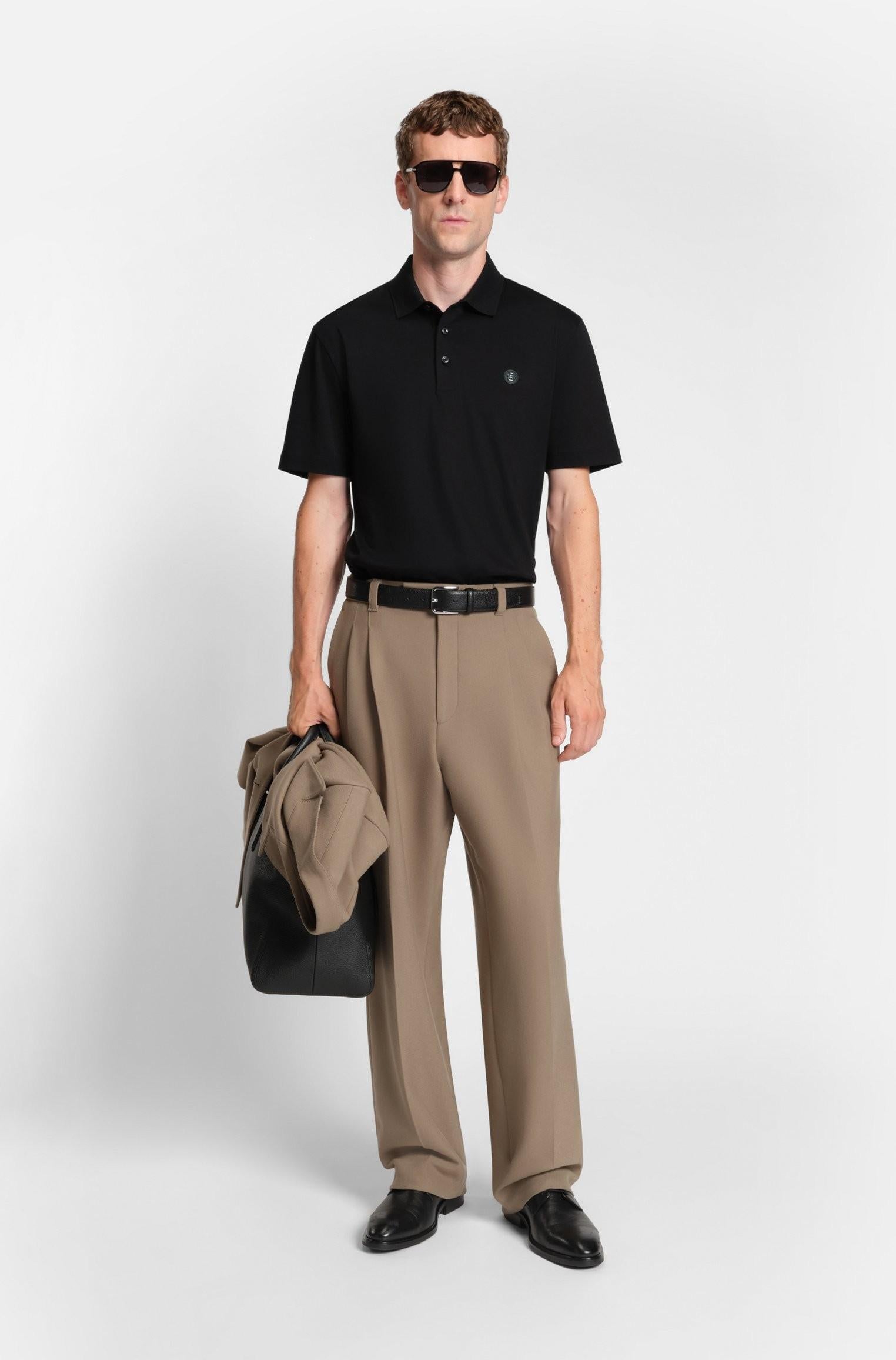 Polo in cotone mercerizzato con doppio monogramma 50520297 001 BOSS 