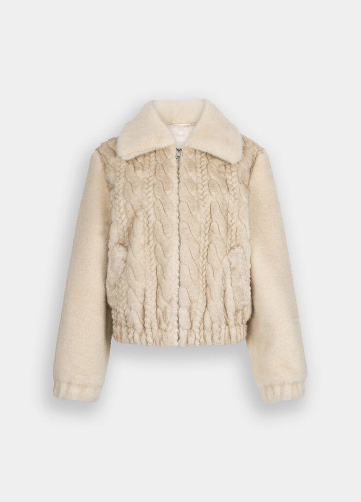 Bomber in teddy con trecce MF5094E1044 W9868 LIU JO WHITE2 