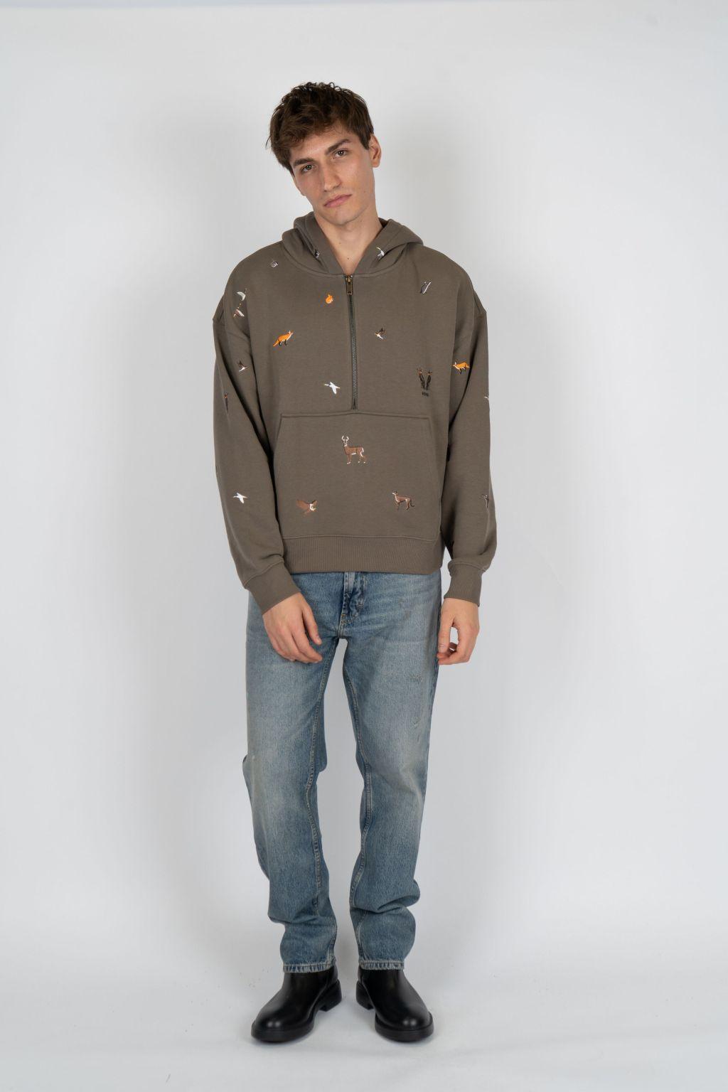 Felpa con cappuccio e ricami all over 50549136 032 HUGO 