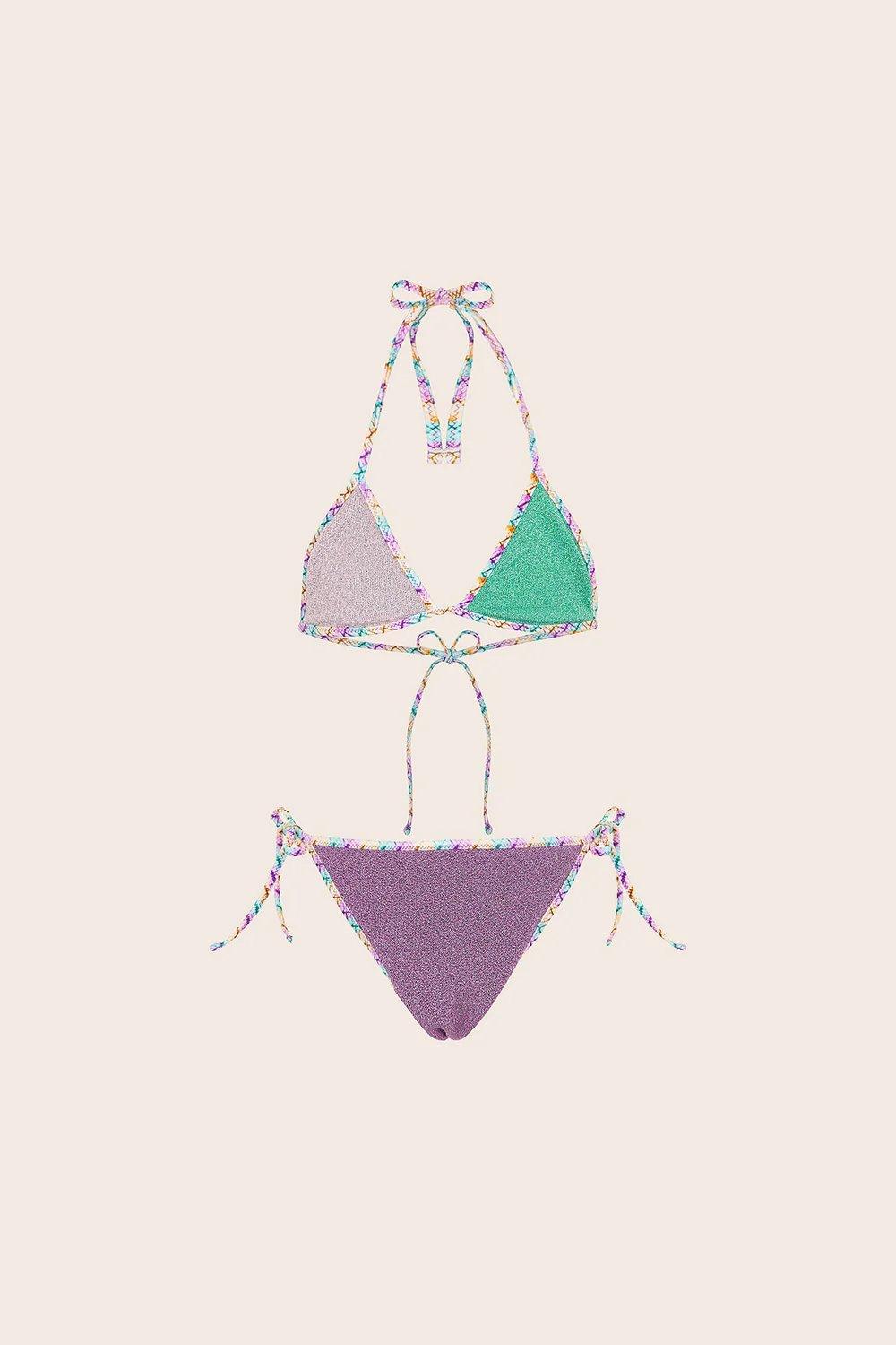 Bikini Bambina Triangolo con Slip Fisso Fantasia viola G1G01TFX 55 F**K 