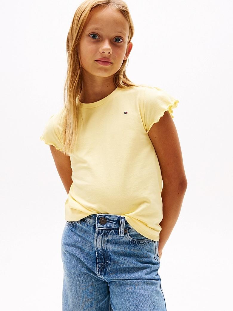 T-shirt slim fit con maniche arricciate KG0KG07052J ZF0 TOMMY HILFIGER 