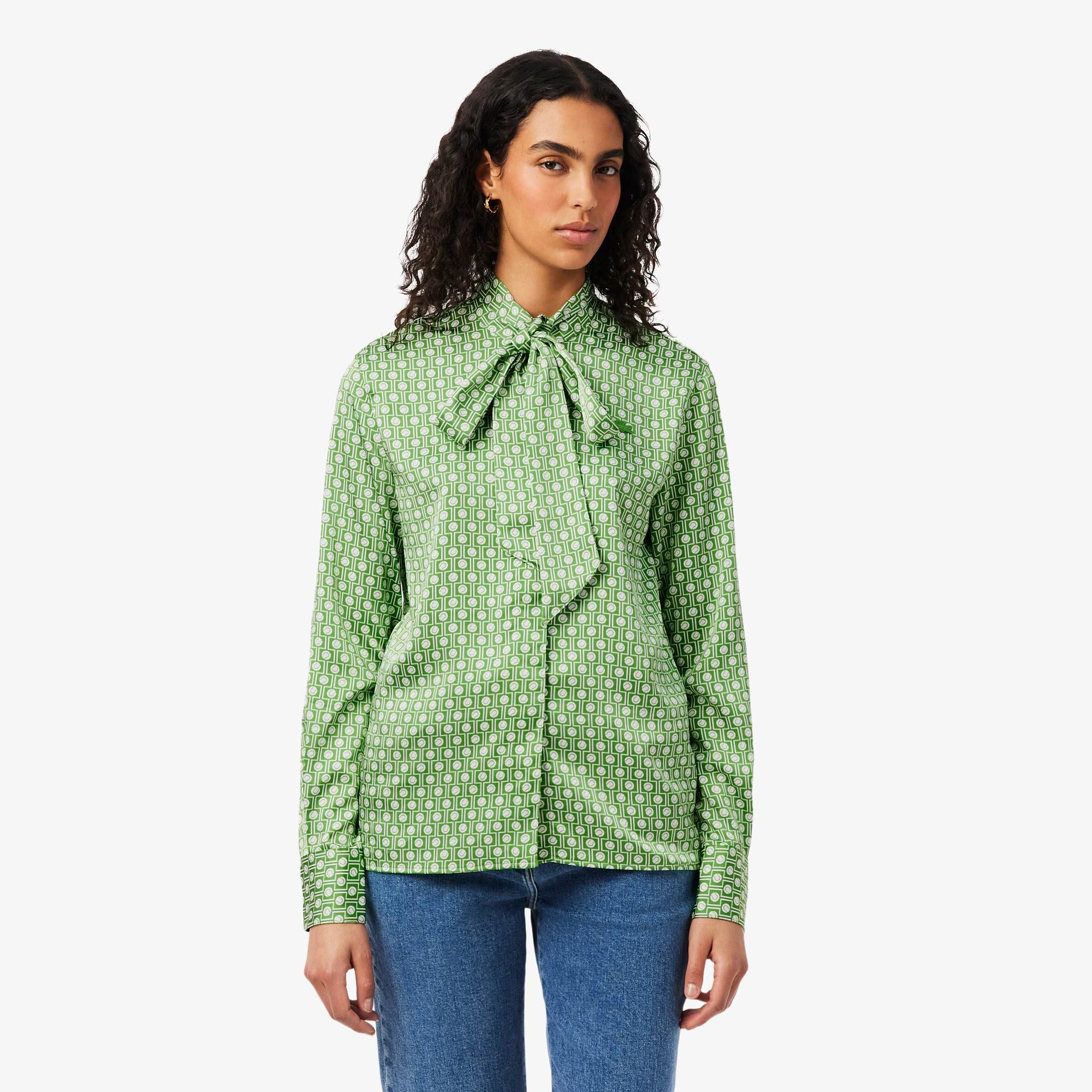 Camicia regular fit con collo annodato staccabile CF2626 4SI LACOSTE 