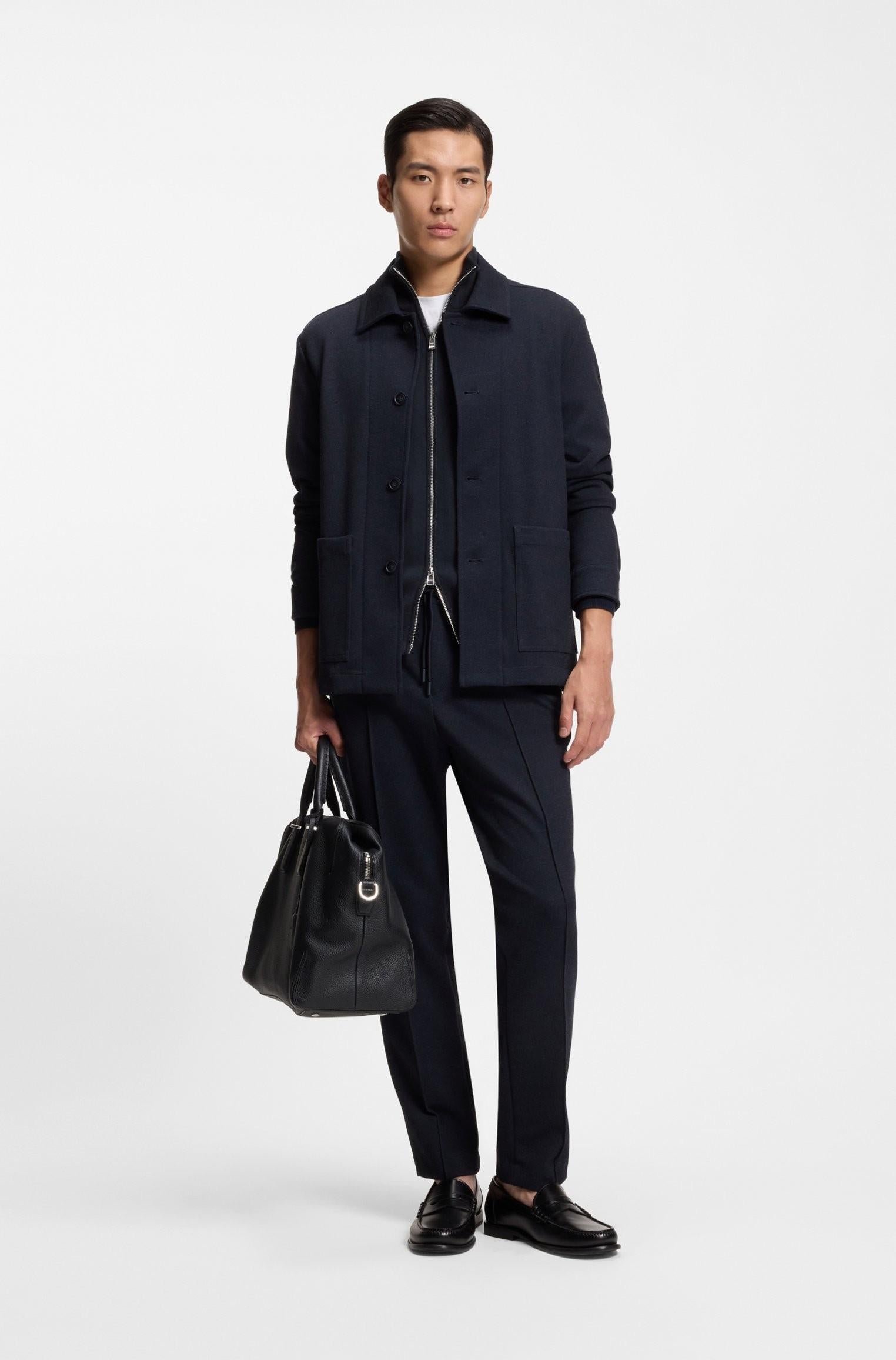 Cardigan in cotone e lana vergine con zip 50543150 404 BOSS 