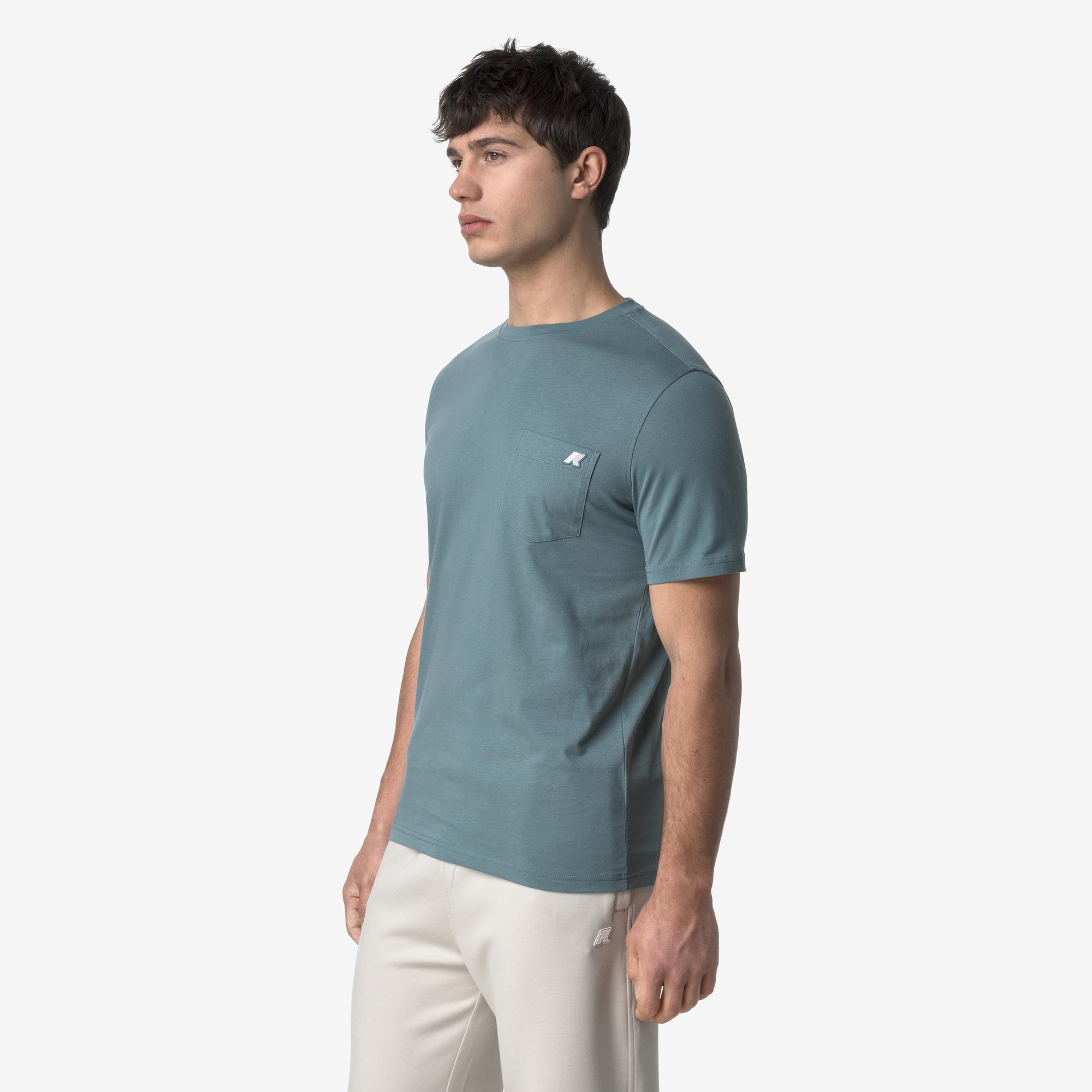 T-Shirt in Cotone Slim Fit Uomo verde con Taschino K31368W H04 K-WAY 