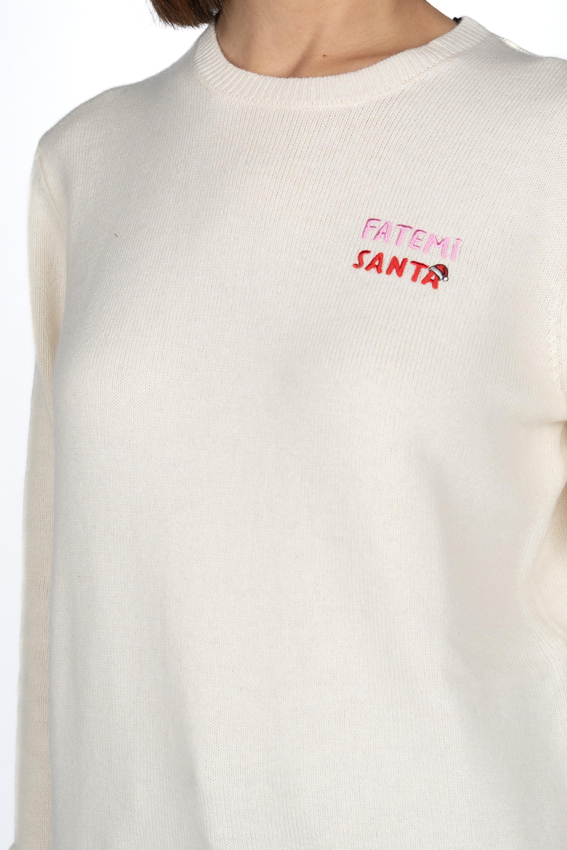 Maglione New Queen con ricamo Fatemi Santa QUE0032 03963I MC2 SAINT BARTH 