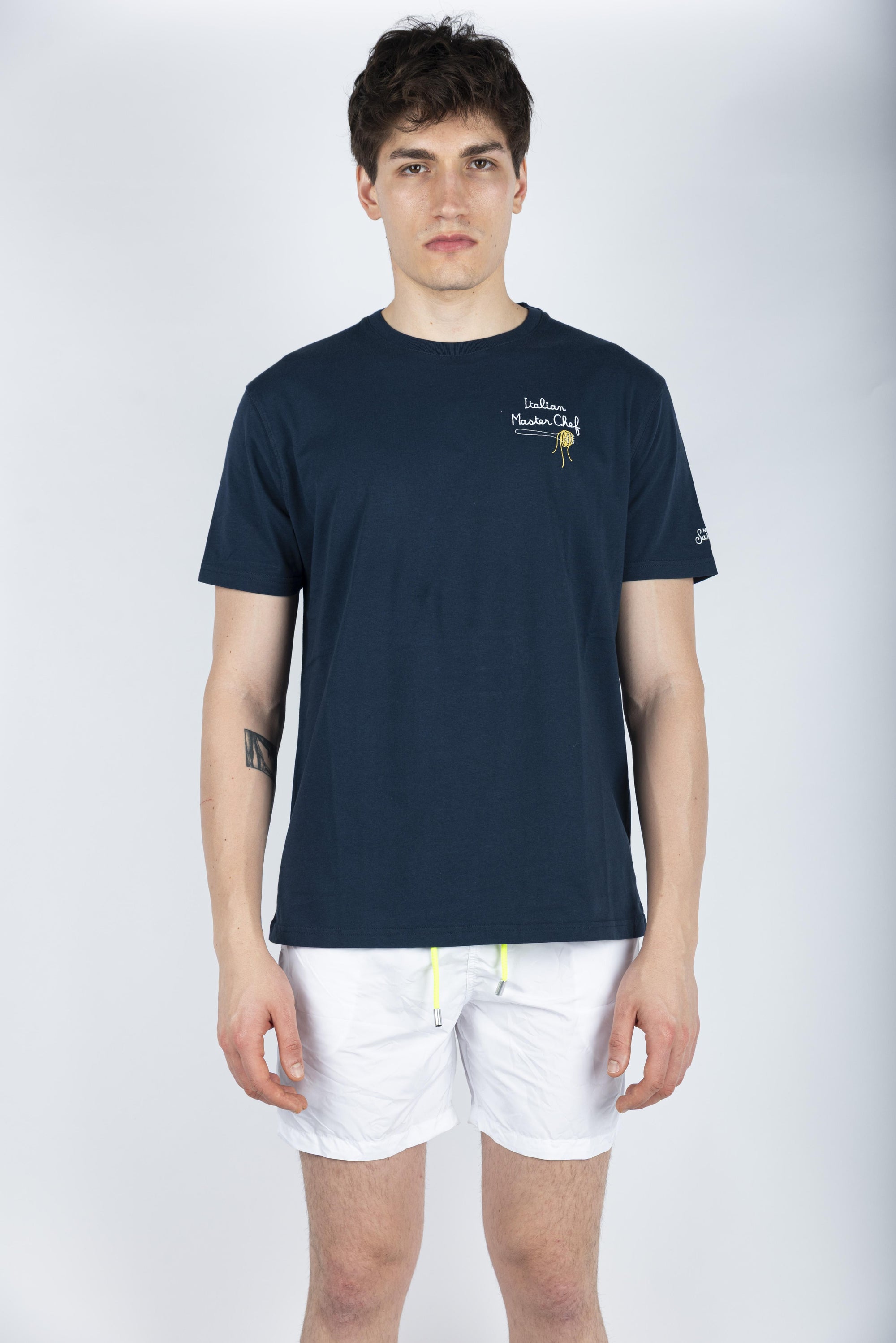 T-shirt Italian MasterChef in jersey di cotone Classic Fit con ricamo navy POT0001 02484H MC2 SAINT BARTH 