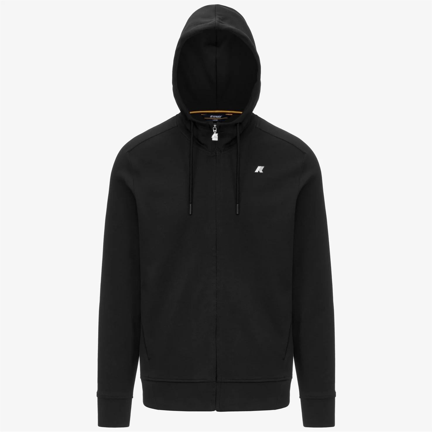 Felpa con cappuccio e zip in pile da uomo nera con tasche K31367W USY K-WAY 