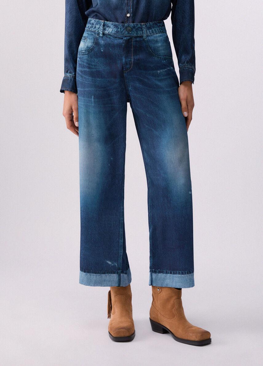 Pantaloni con stampa digitale UA6236T376A 79042 LIU JO BLUE DENIM 