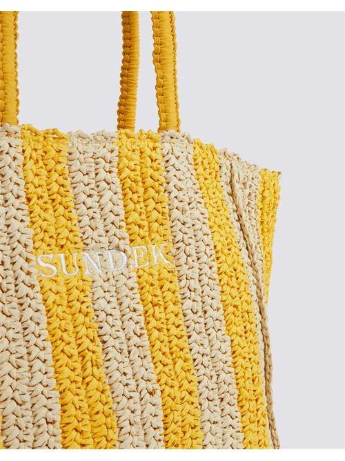Borsa mare chou in paglia con scritta AW741ABPA100 12300 SUNDEK 