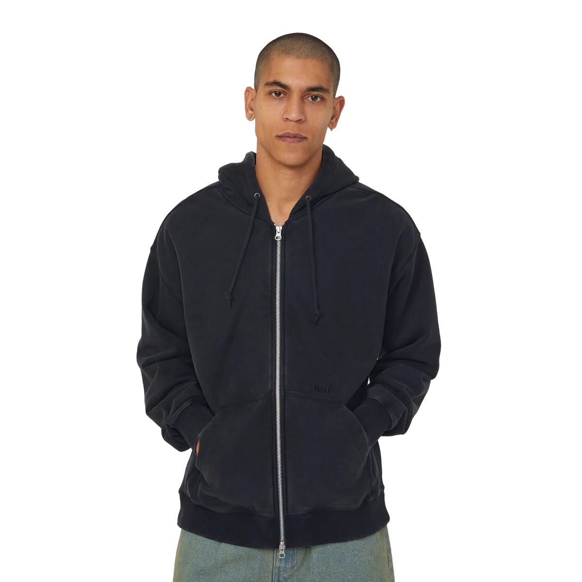 Pacific wash full-zip hoodie FL00252 BLACK HUF 