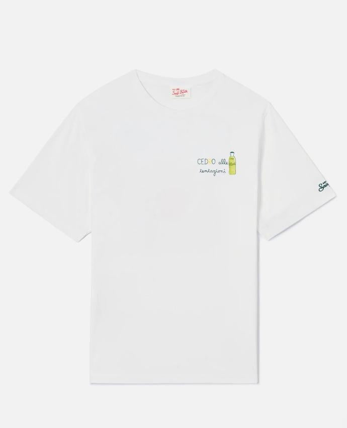 T-shirt Portofino bianca con ricamo Cedro Alle Tentazioni POT0001 00440L MC2 SAINT BARTH 