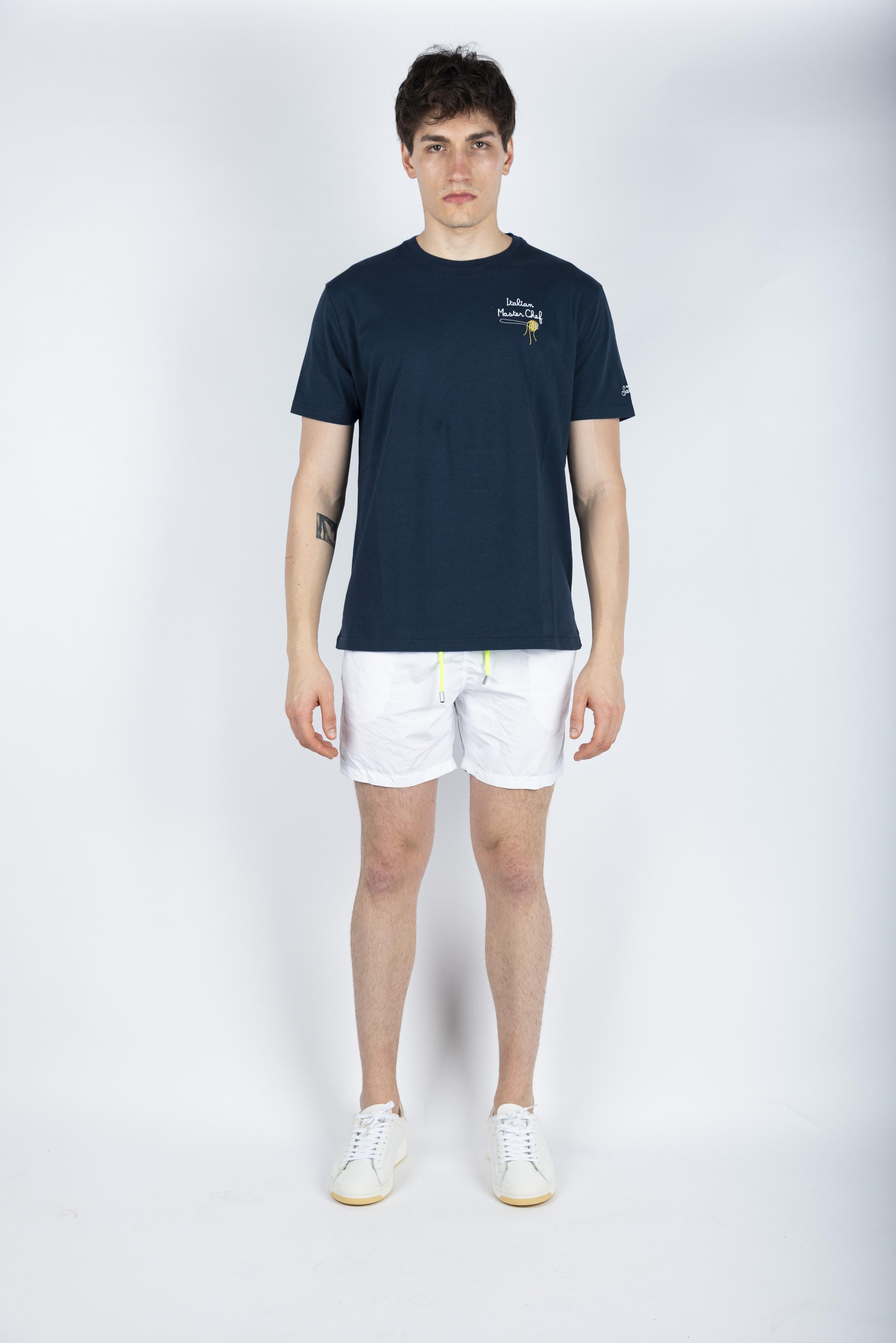 T-shirt Italian MasterChef in jersey di cotone Classic Fit con ricamo navy POT0001 02484H MC2 SAINT BARTH 