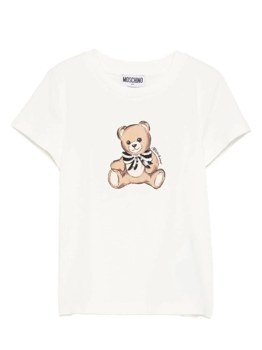 T-shirt con stampa teddy HCM06KLBA11 10063 MOSCHINO KID 