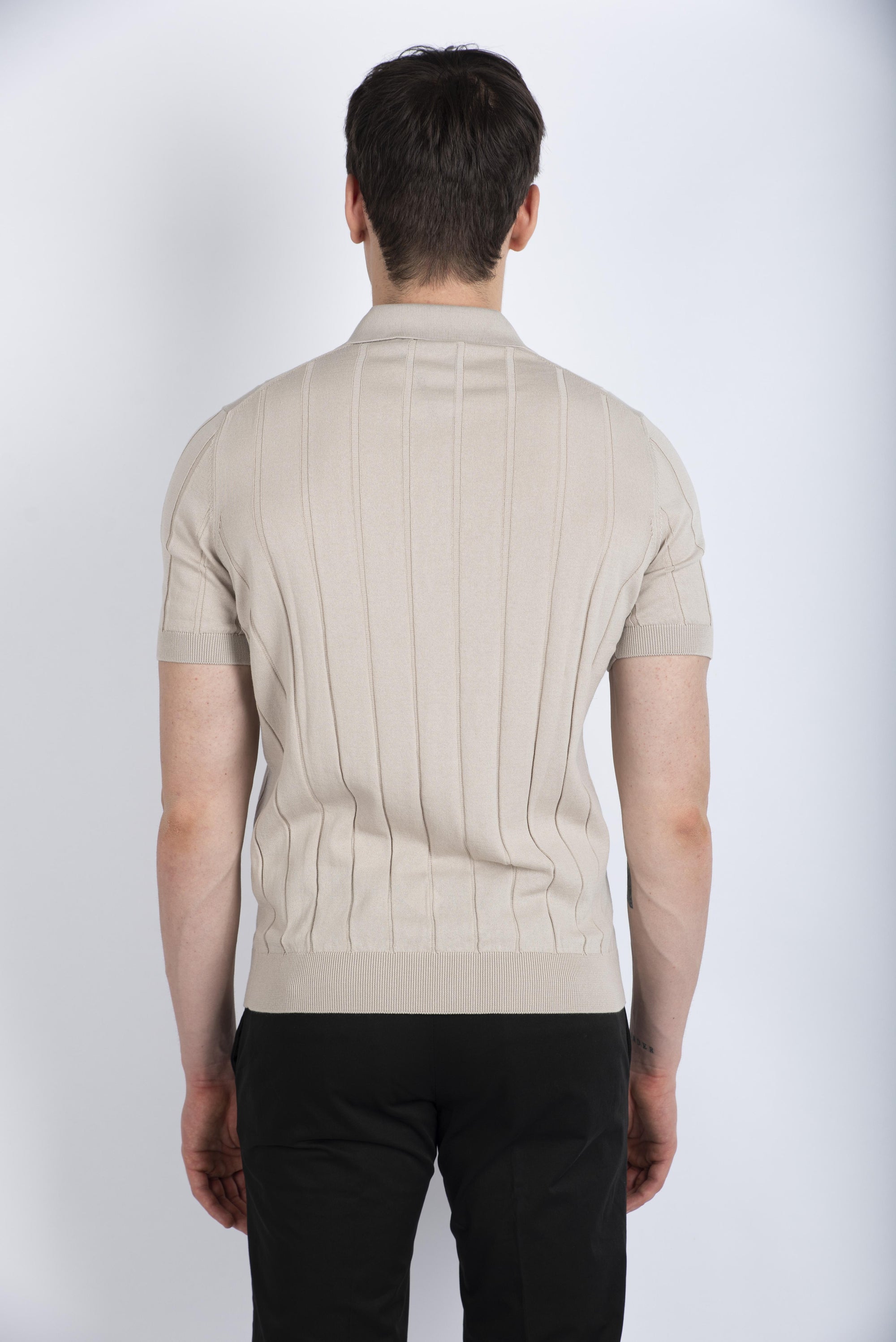 Camicia in maglia a coste beige 57143/20634 010 GRAN SASSO 