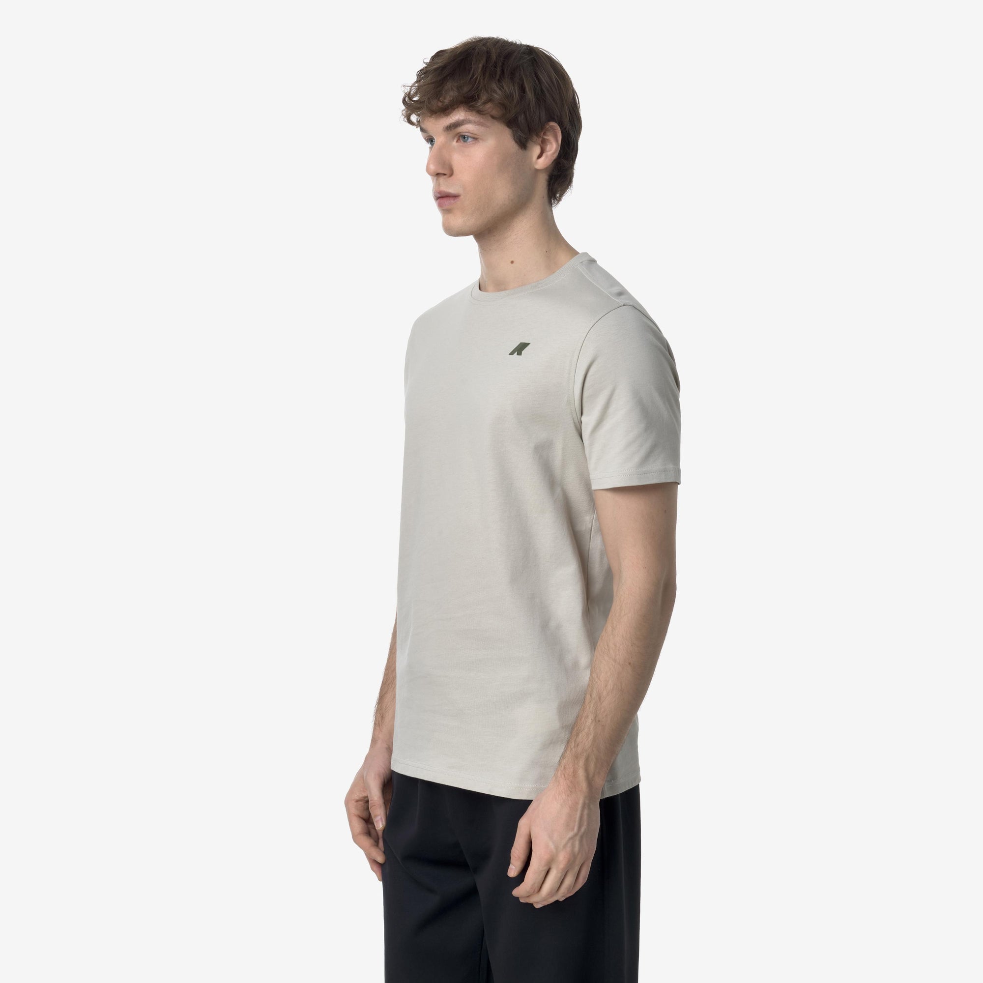 T-shirt casual da uomo in cotone beige con stampa grafica K3138LW 634 K-WAY 