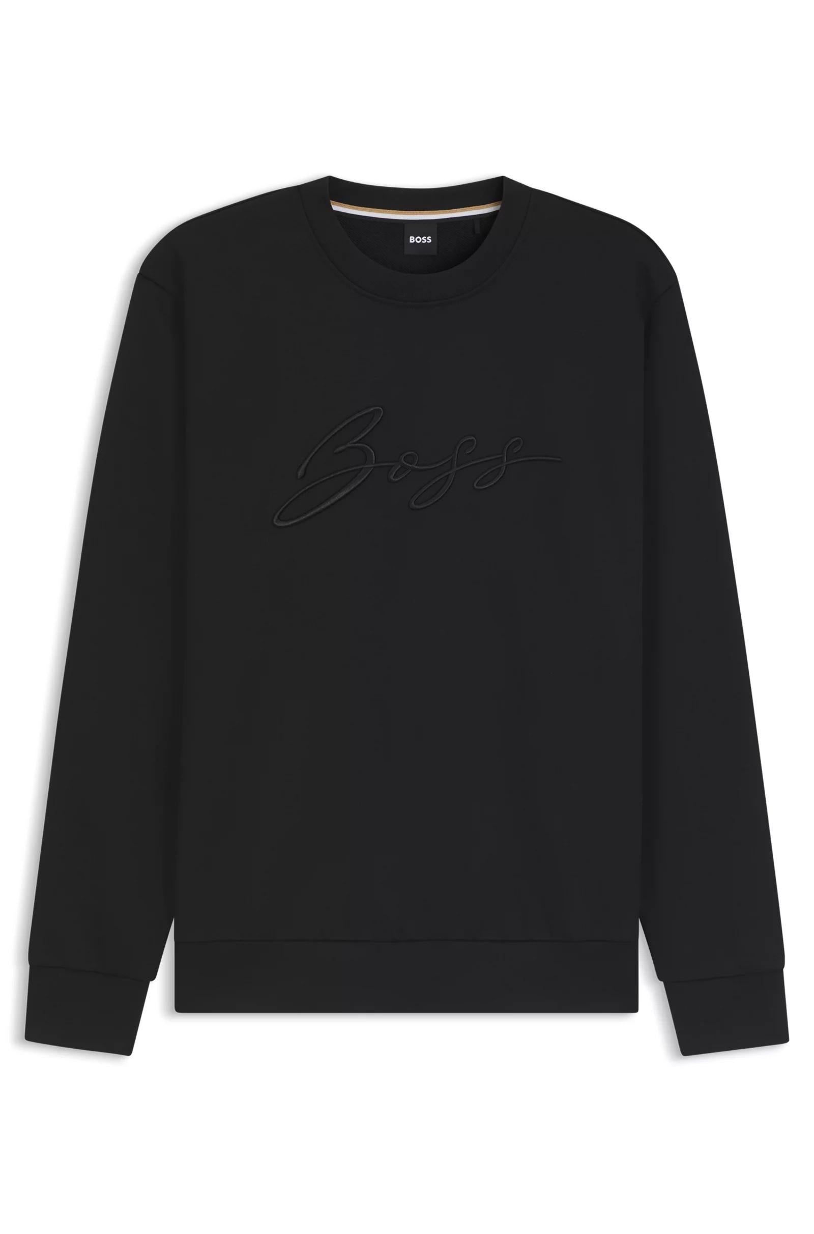 Felpa relaxed fit in spugna di cotone con logo script 50531310 001 BOSS 