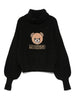 Sweater with teddy bear motif embroidery