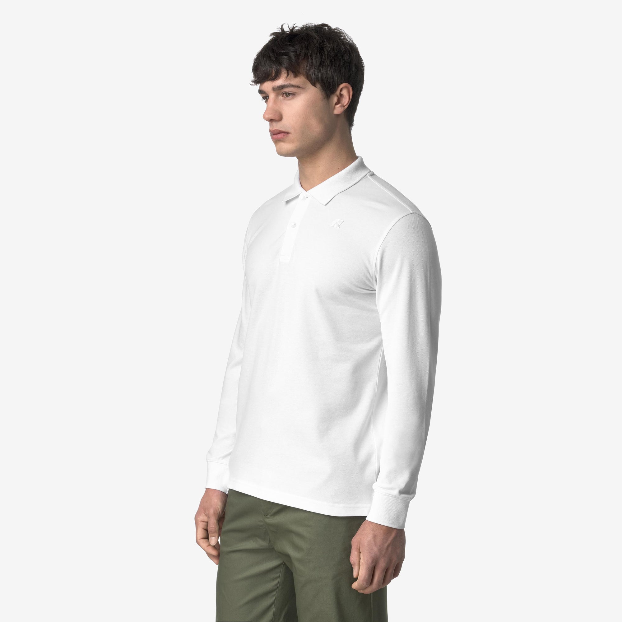 Polo da uomo bianco slim fit maniche lunghe K1125GW 001 K-WAY 