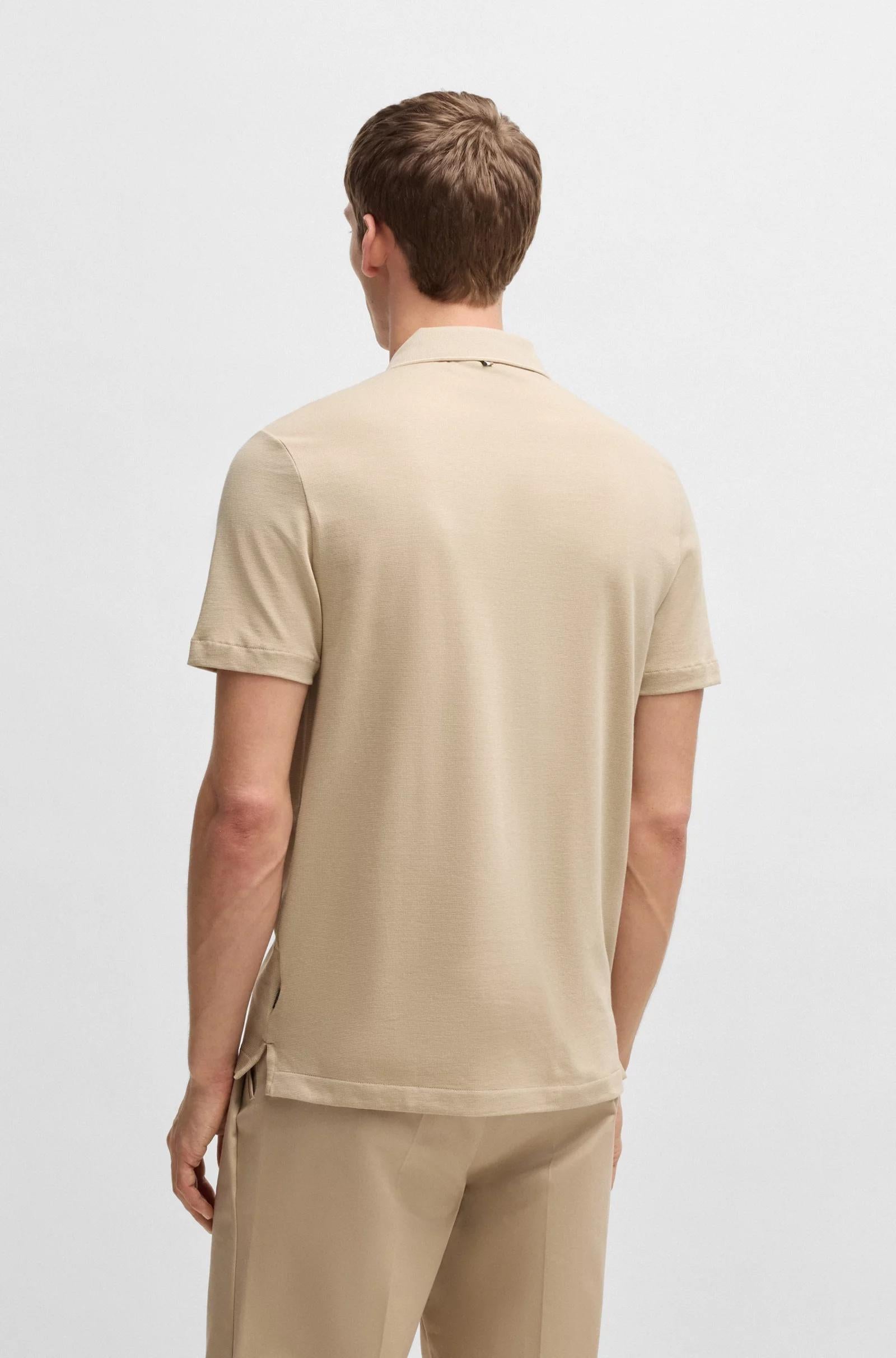 Polo slim fit in cotone lavorato con colletto a contrasto 50536853 275 BOSS 