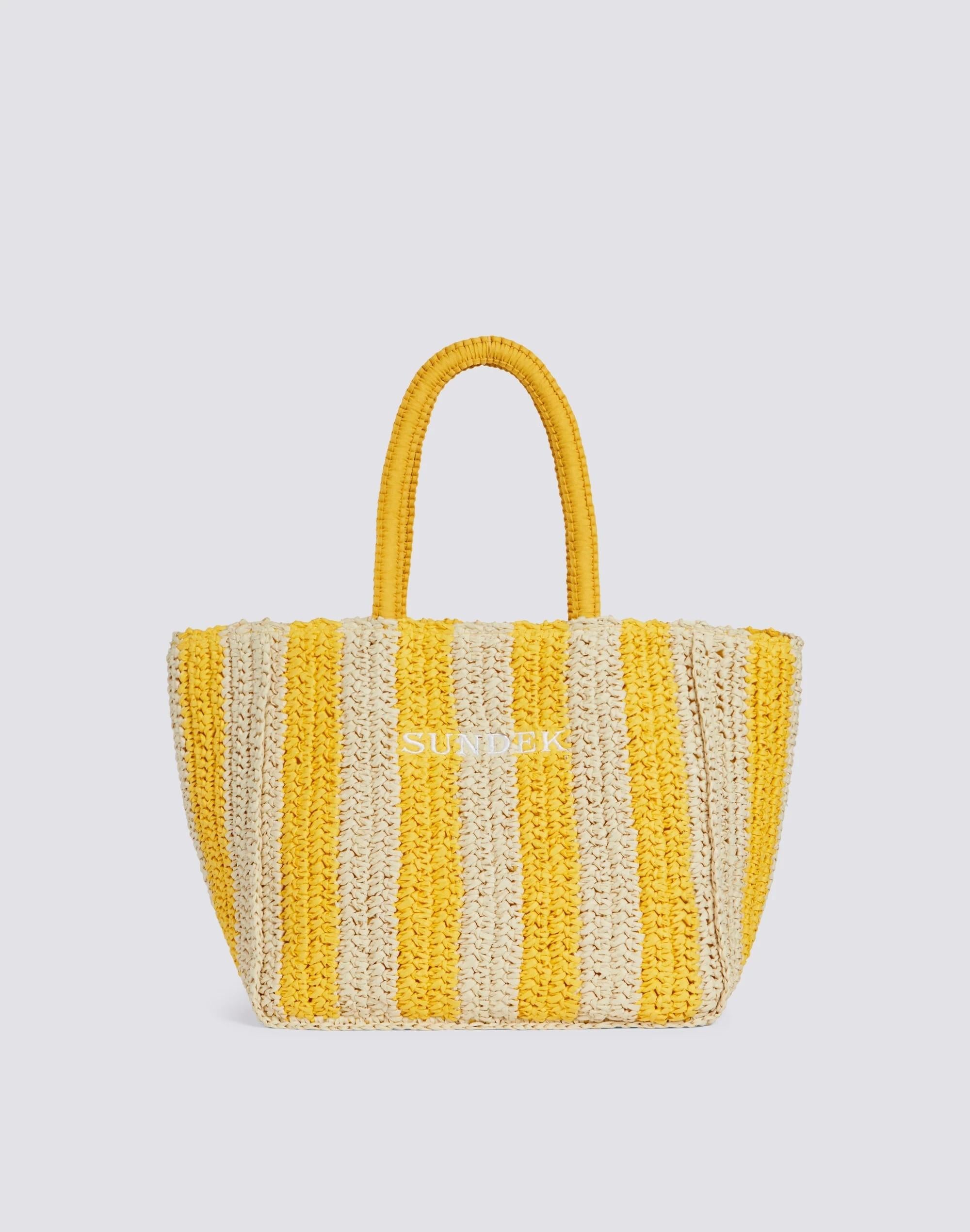 Borsa mare chou in paglia con scritta AW741ABPA100 12300 SUNDEK 