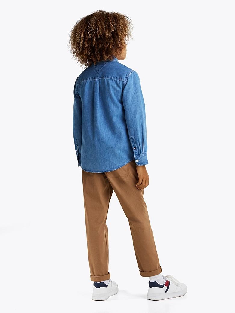 Camicia in denim chambray con bandierina KB0KB09606T 1A6 TOMMY HILFIGER 