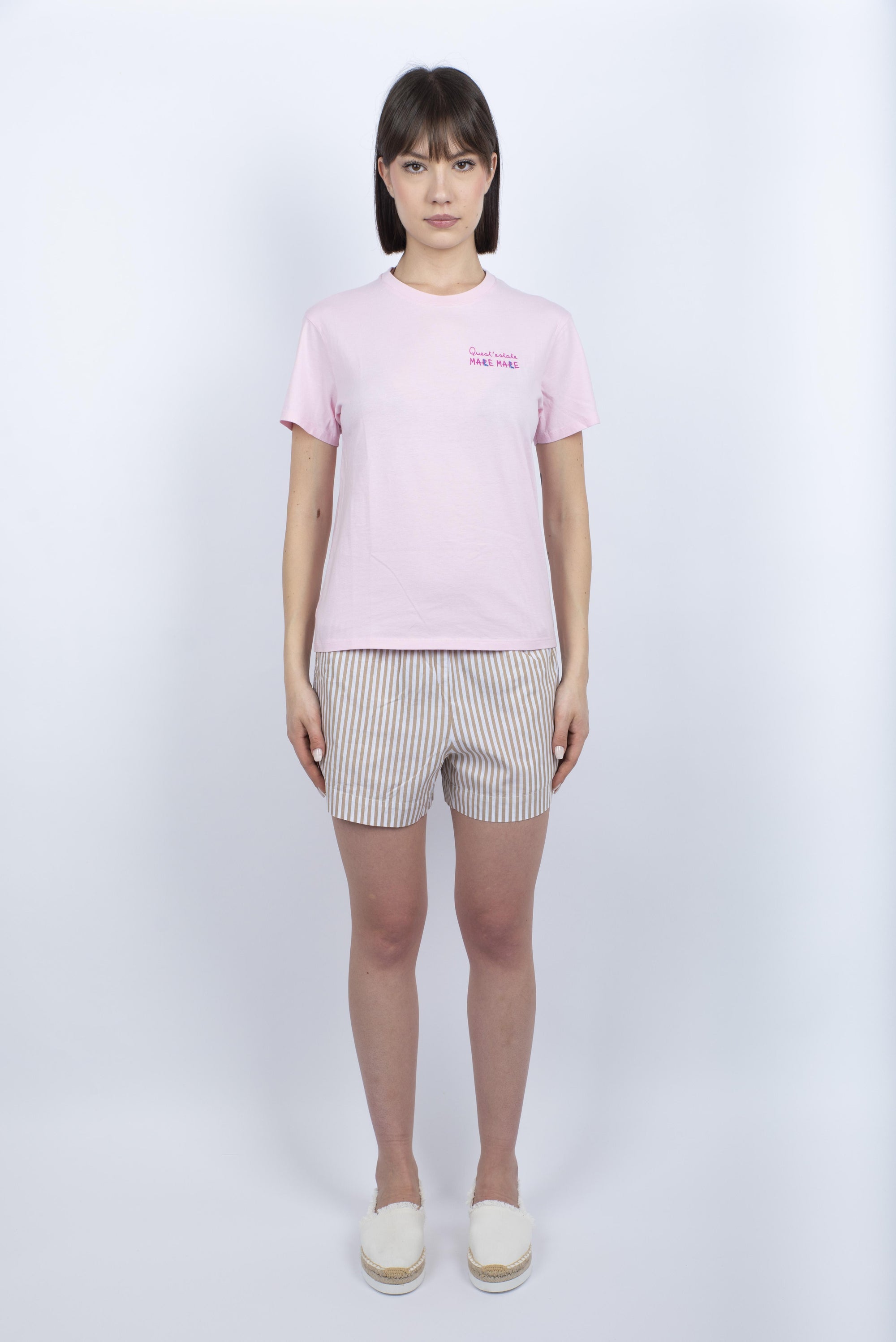 T-shirt Emilie in cotone rosa con ricamo EMI0001 02920H MC2 SAINT BARTH 