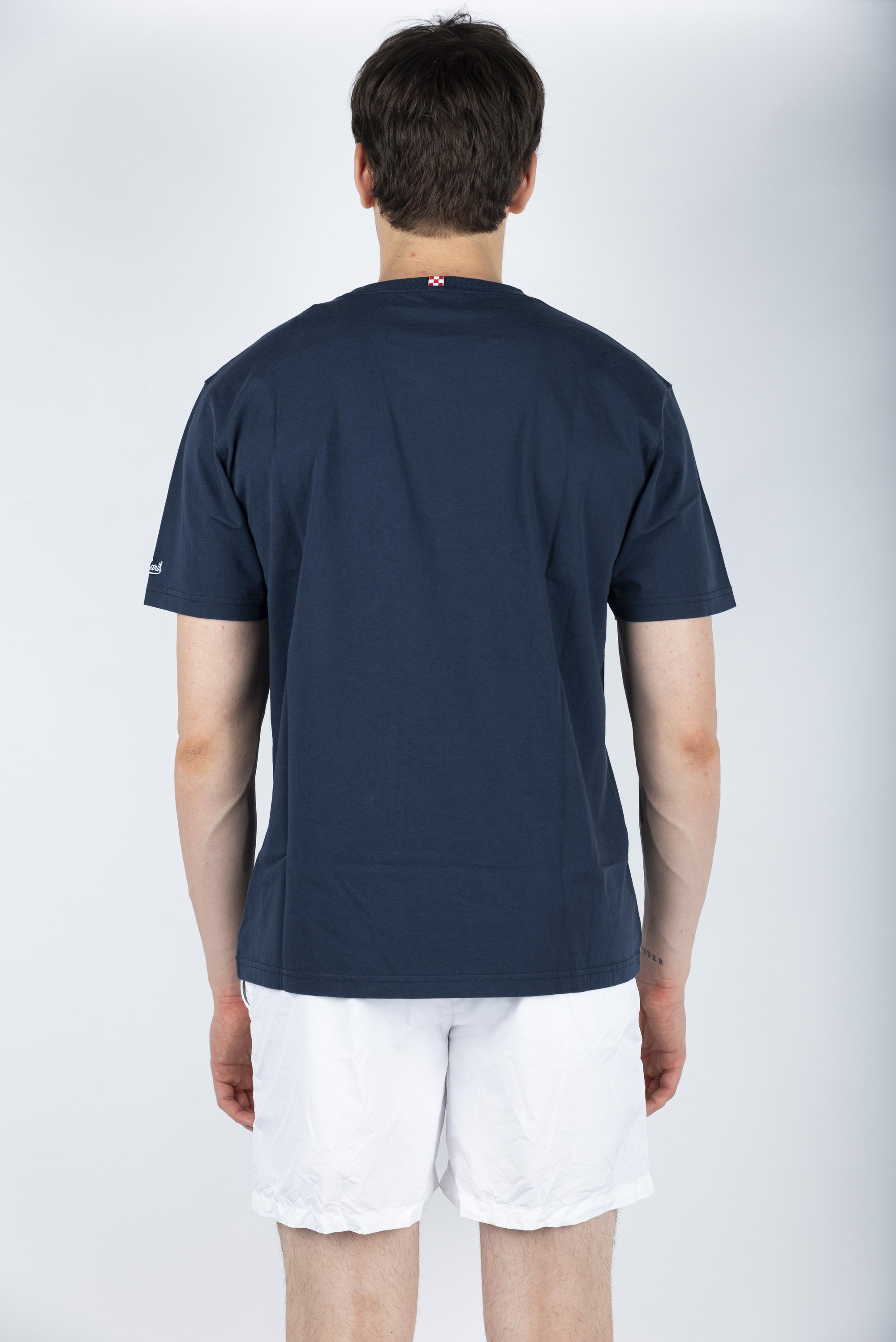 T-shirt Sto 'na crema in jersey di cotone Classic Fit con ricamo navy POT0001 01231H MC2 SAINT BARTH 