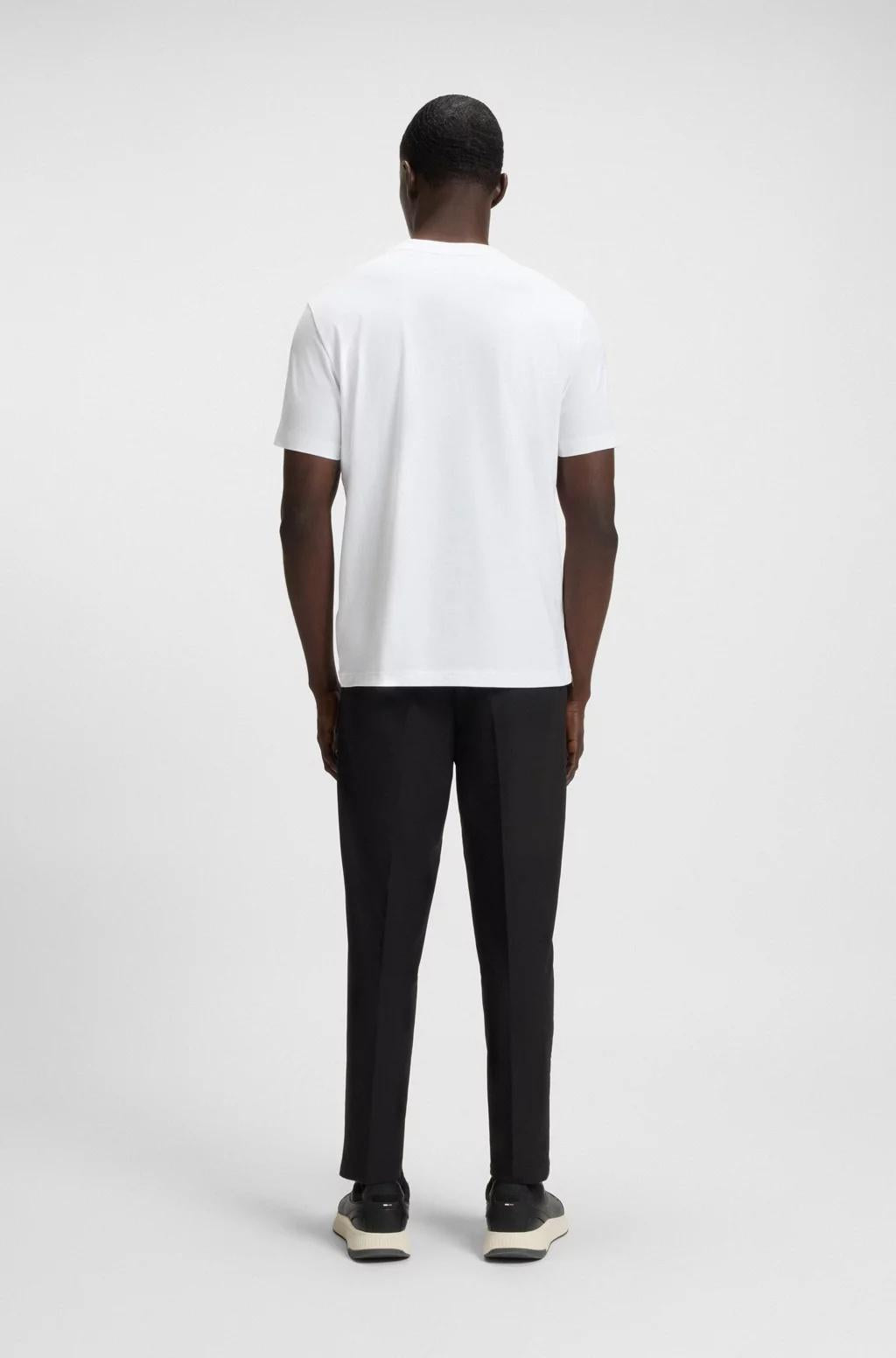 T-shirt regular fit in cotone elasticizzato con logo a contrasto 50506373 100 BOSS 