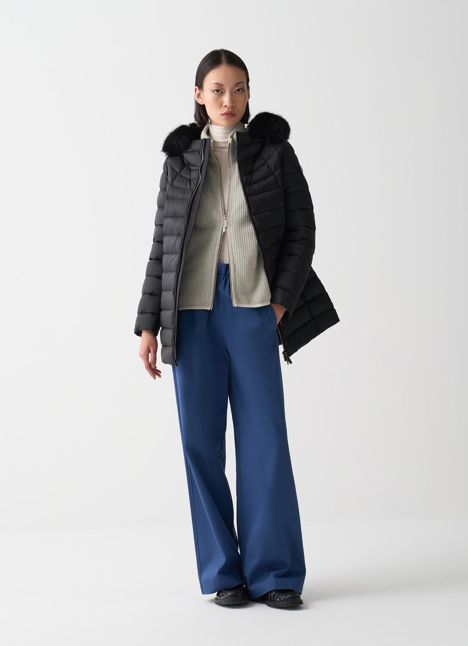 Piumino a trapezio con pelliccia 2233E2YO 99 COLMAR 
