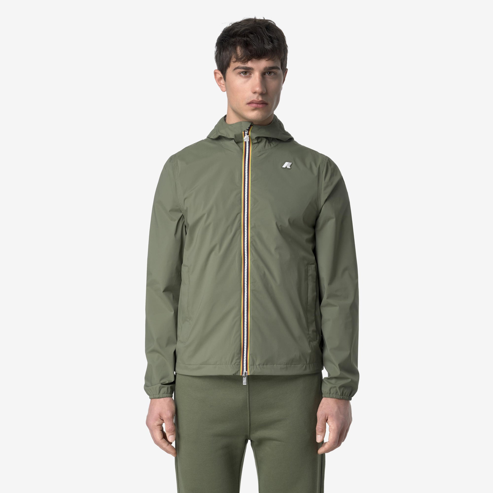 Giacca Slim Fit Uomo Verde Resistente alle Intemperie K3123UW V15 K-WAY 