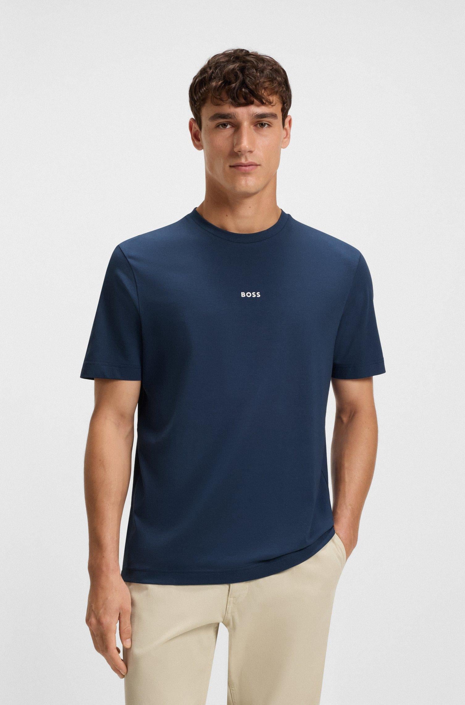 T-shirt relaxed fit in cotone elasticizzato con logo stampato 50473278 466 BOSS 