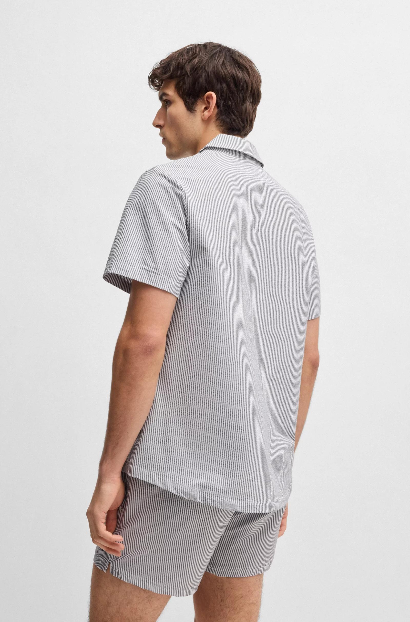 Camicia da spiaggia regular fit in tessuto seersucker 50540037 413 BOSS 