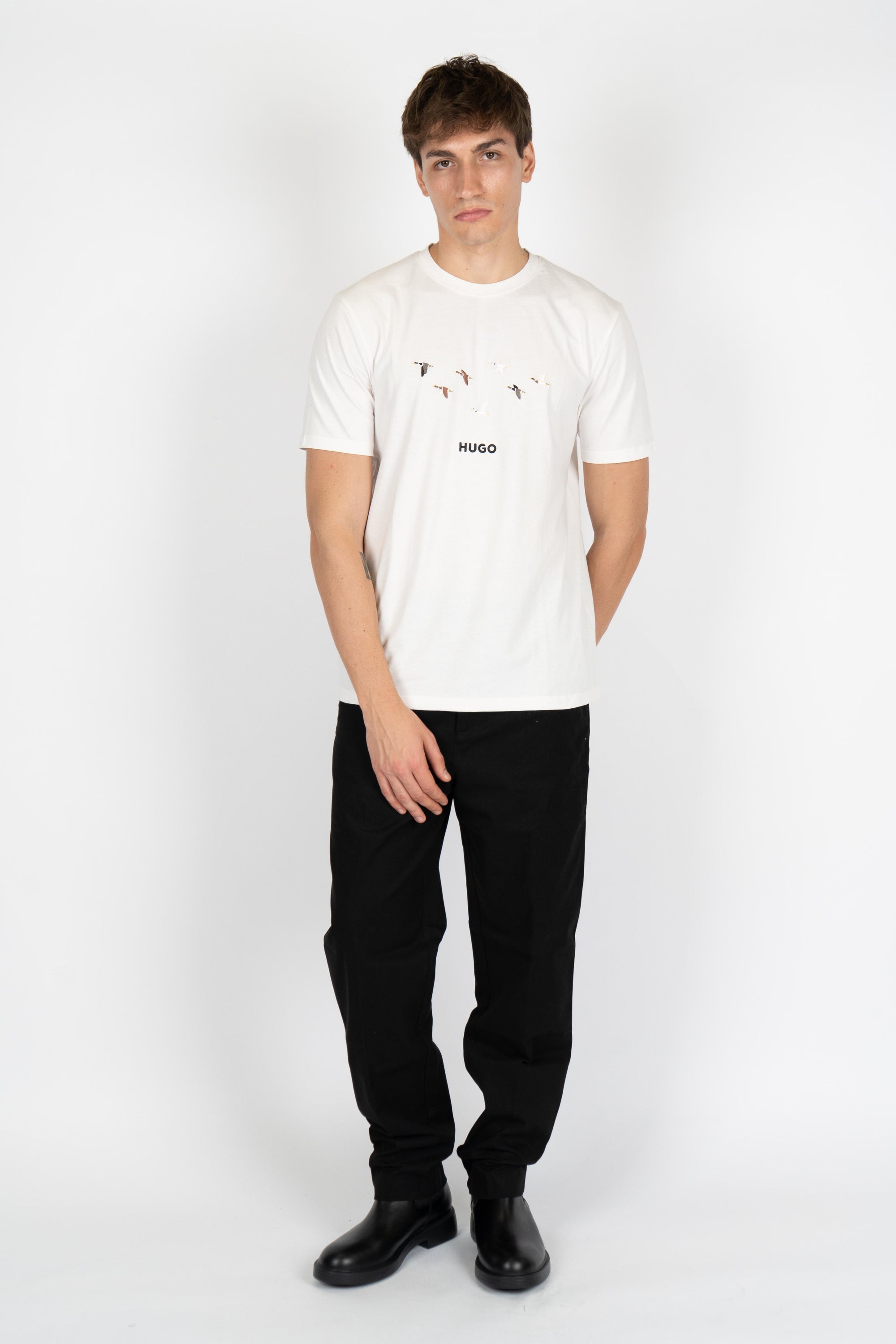 T-shirt con logo e grafica uccelli 50549154 102 HUGO 