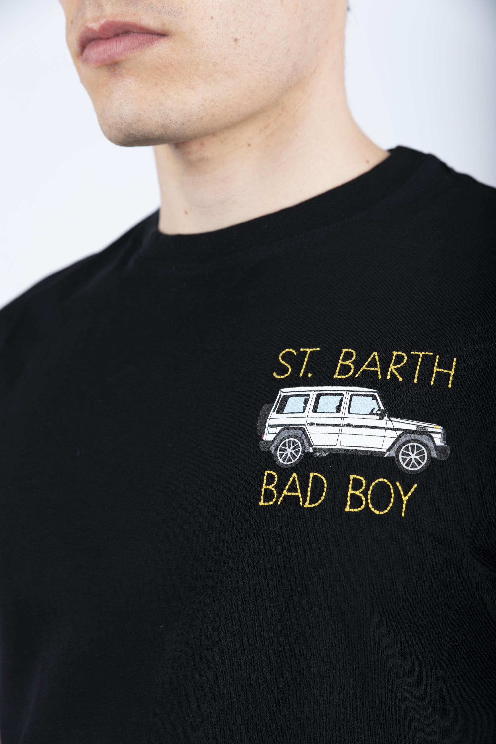 T-shirt Man in cotone con ricamo Special Edition TSHM001 02693H MC2 SAINT BARTH 