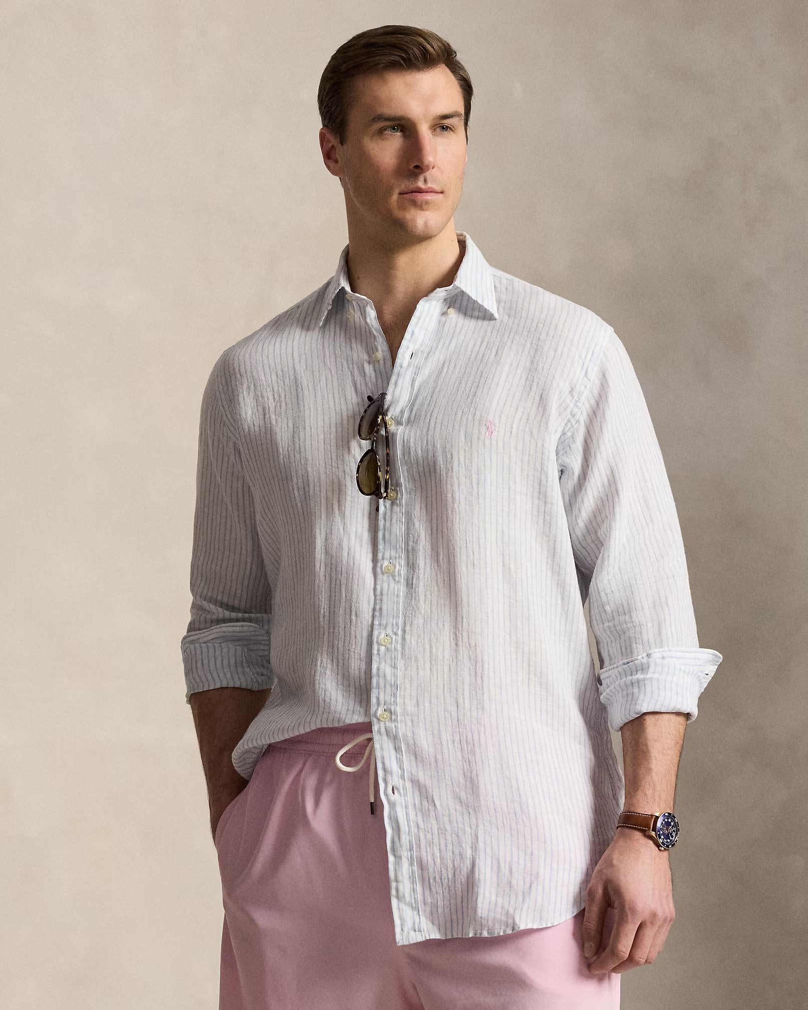 Camicia in lino a righe 710B15594 004 POLO RALPH LAUREN 