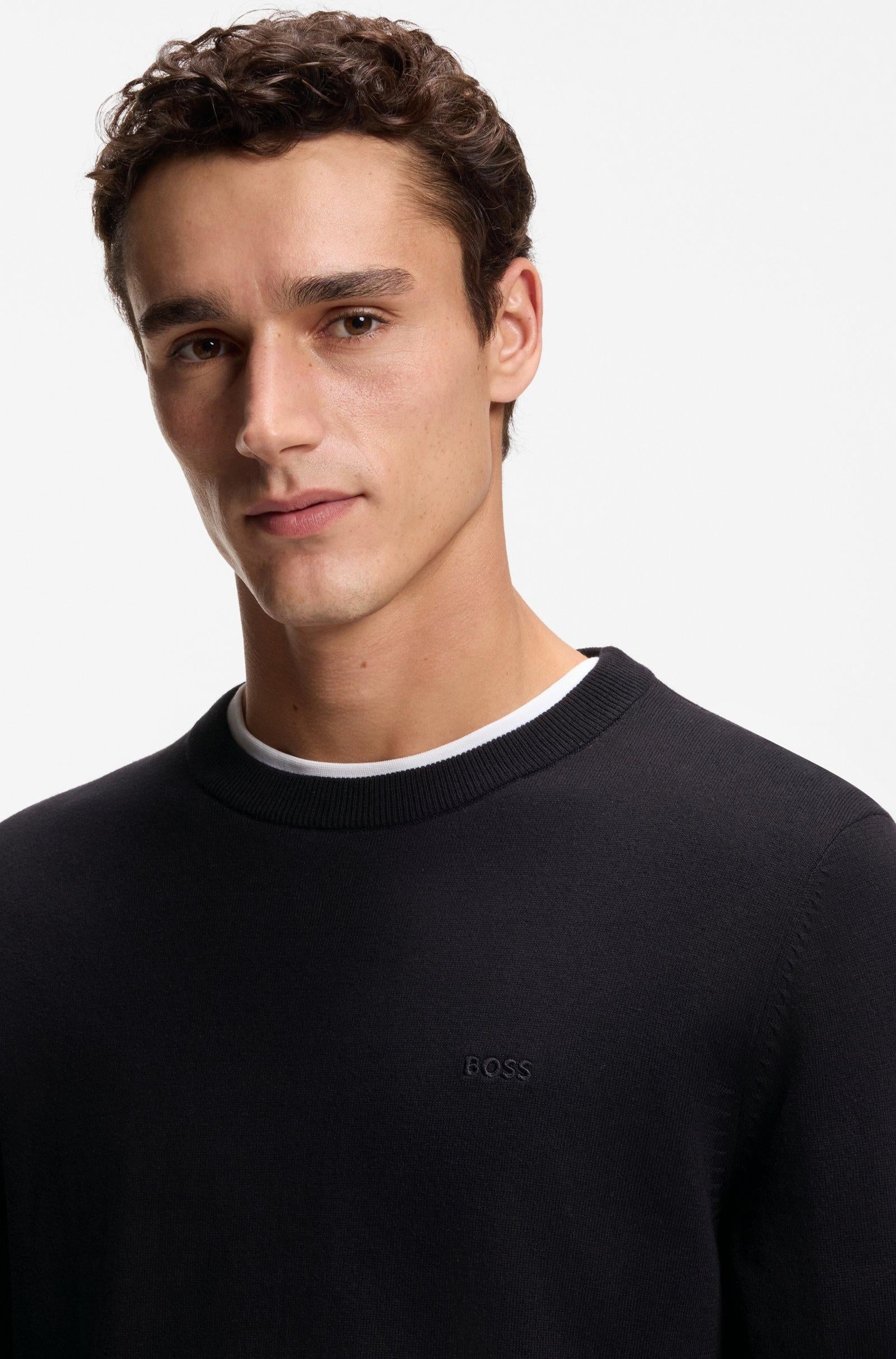 Maglione in cotone con logo ricamato 50556344 001 BOSS 