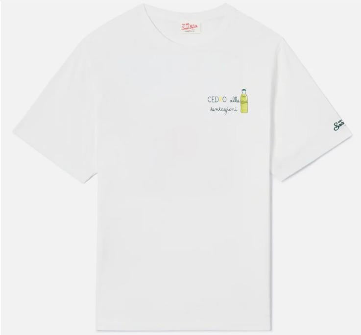 T-shirt Portofino bianca con ricamo Cedro Alle Tentazioni POT0001 00440L MC2 SAINT BARTH 