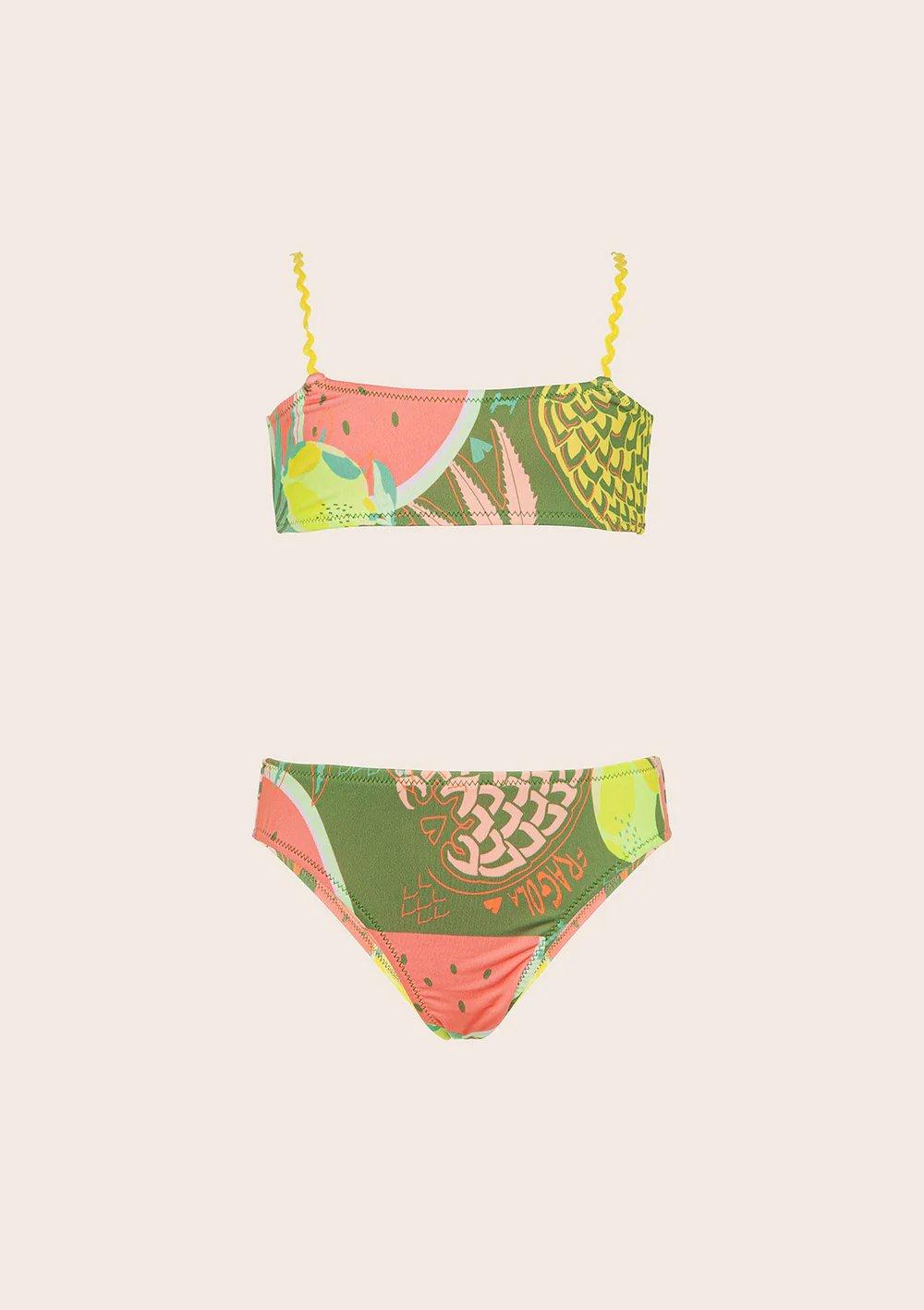 Bikini Bambina Top con Slip Fisso Fantasia verde G1D05UFX 21 F**K 