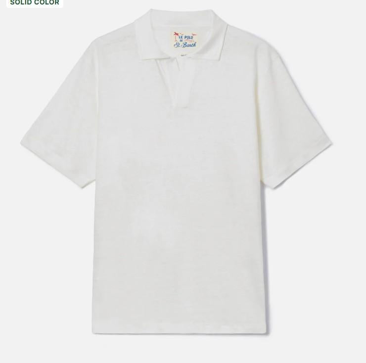 Polo Fraser in puro lino bianco FRS0001 01138L MC2 SAINT BARTH 