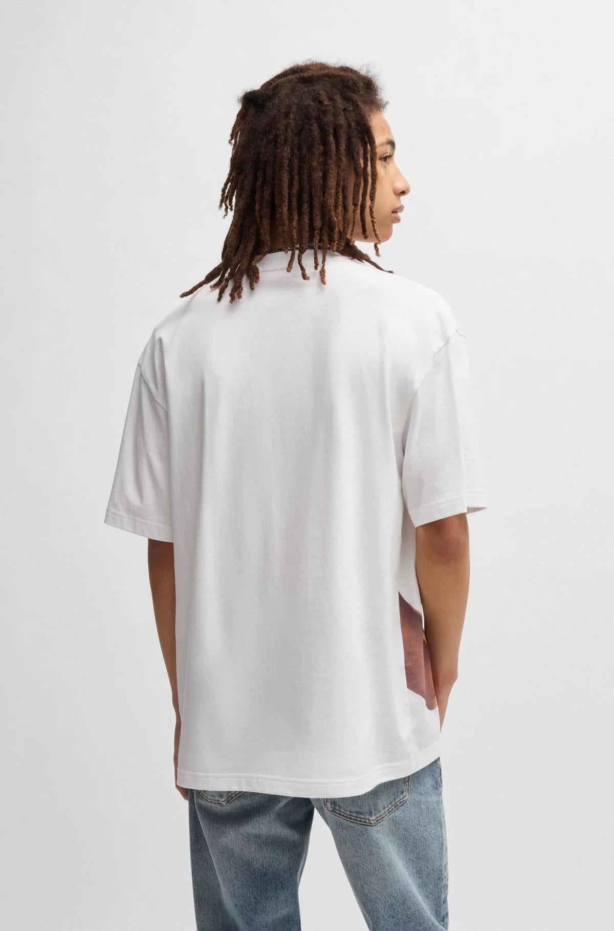 Camicia oversize in cotone con stampa ad alto impatto 50535314 100 HUGO 