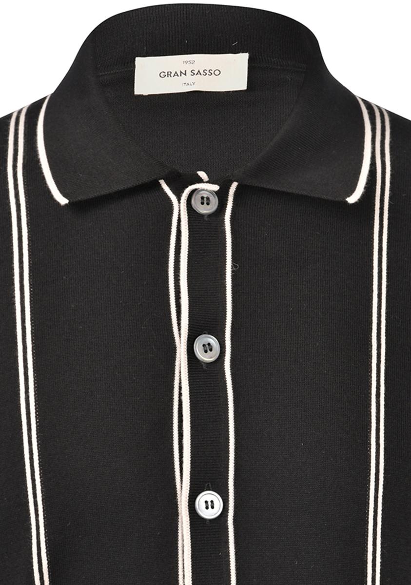 Camicia in maglia a righe cotone organico nero bianco 59135/18041 099 GRAN SASSO 