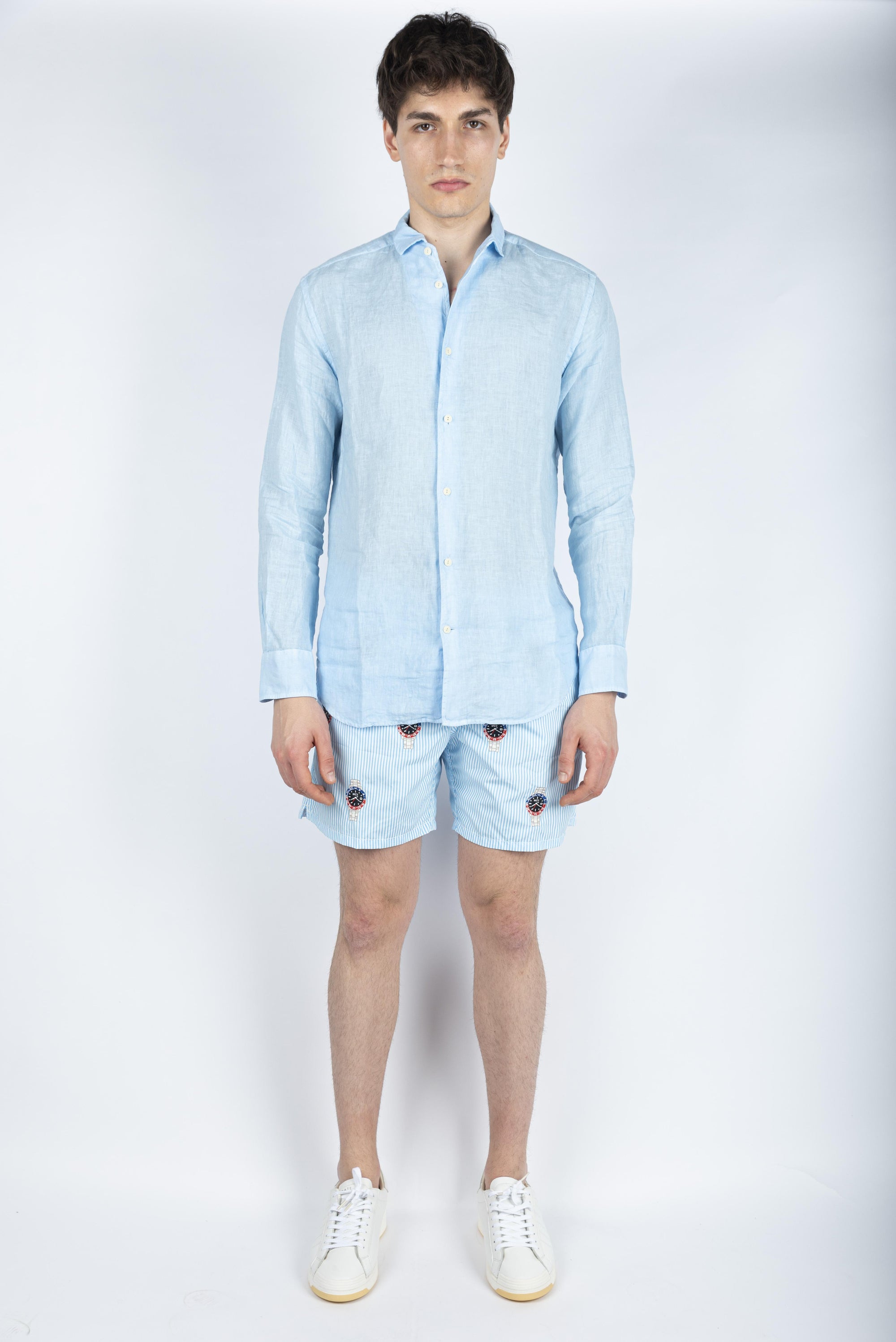 Camicia Cuba in lino azzurro CUB0001 00318H MC2 SAINT BARTH 