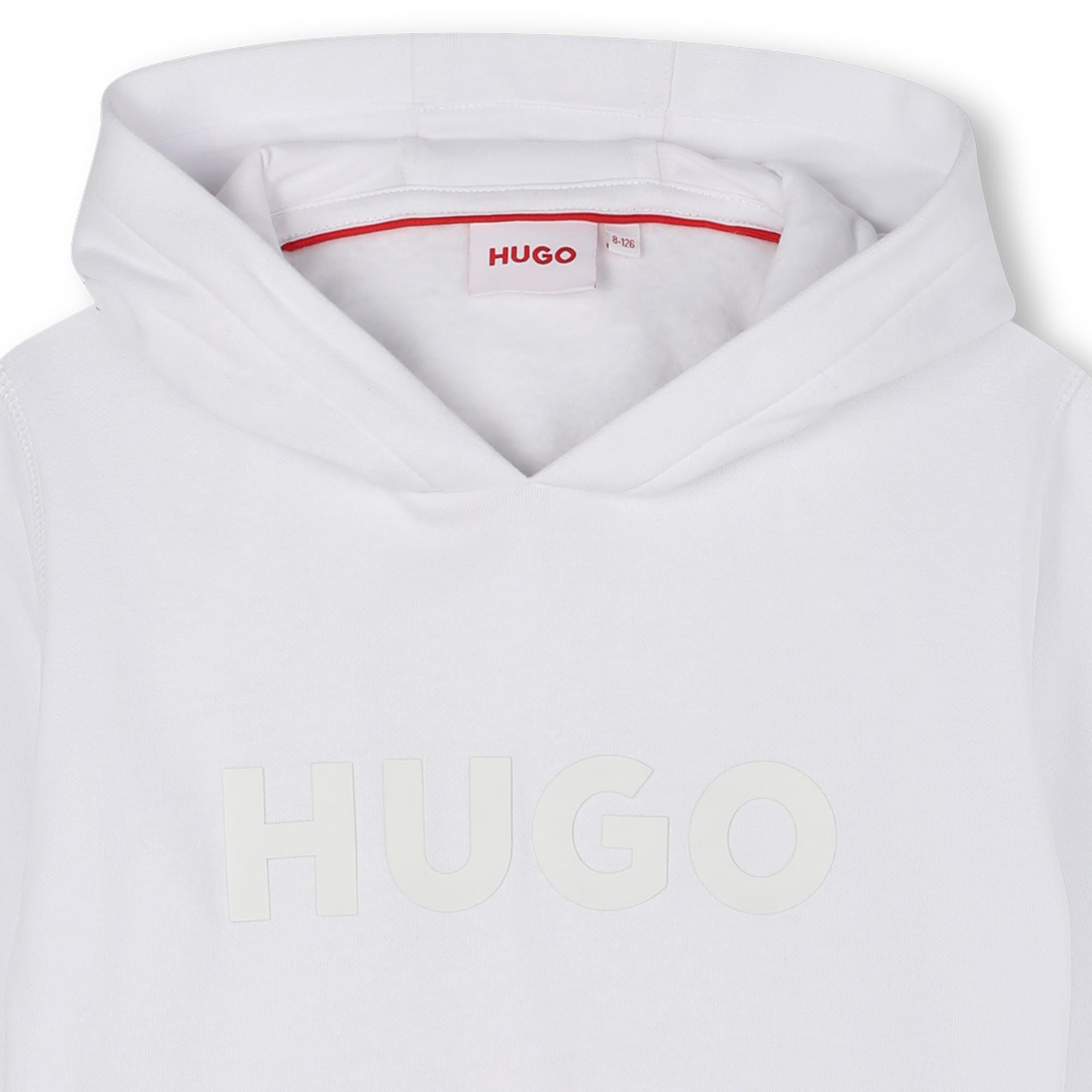 Felpa con cappuccio in misto cotone con logo stampato G00446 09BB HUGO 