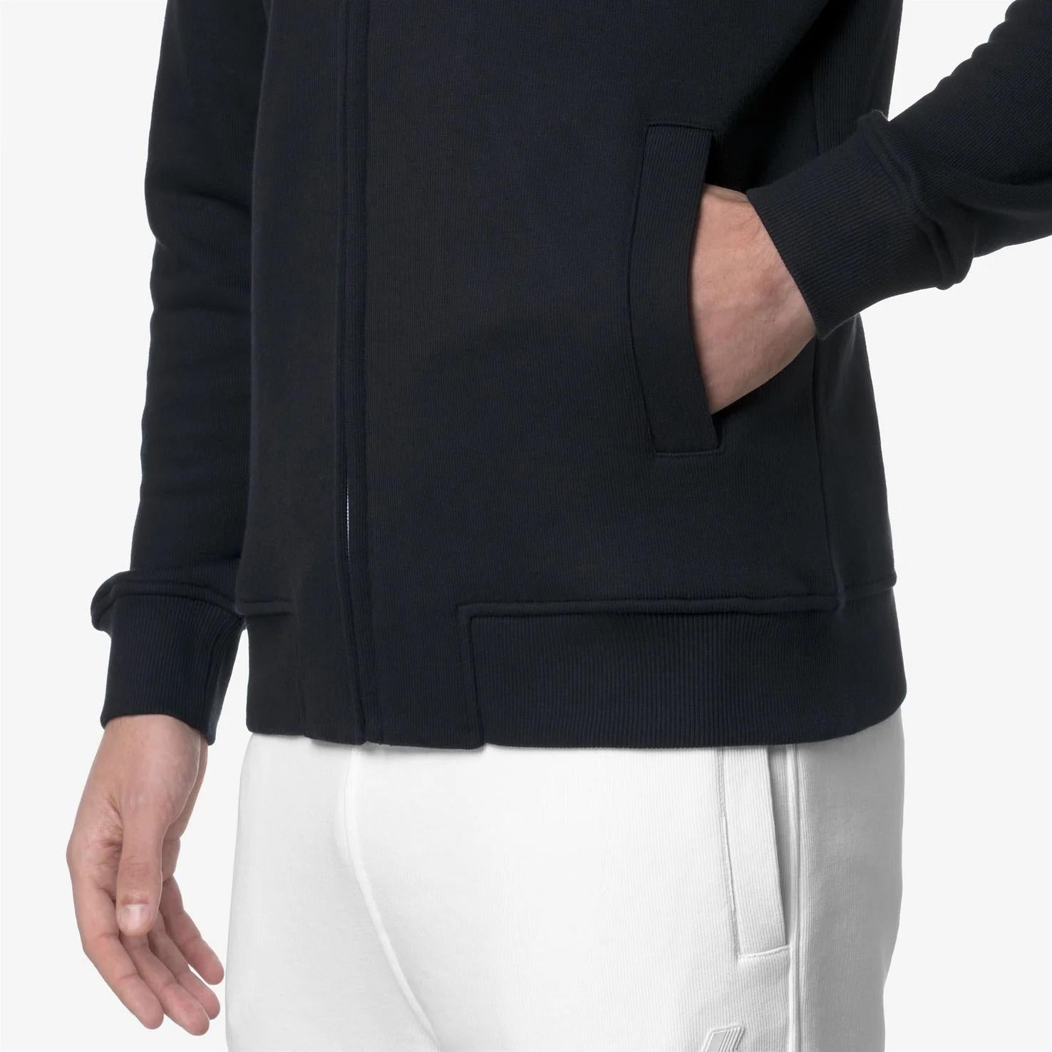 Giacca in pile casual da uomo blu con cappuccio regolabile K31364W K89 K-WAY 