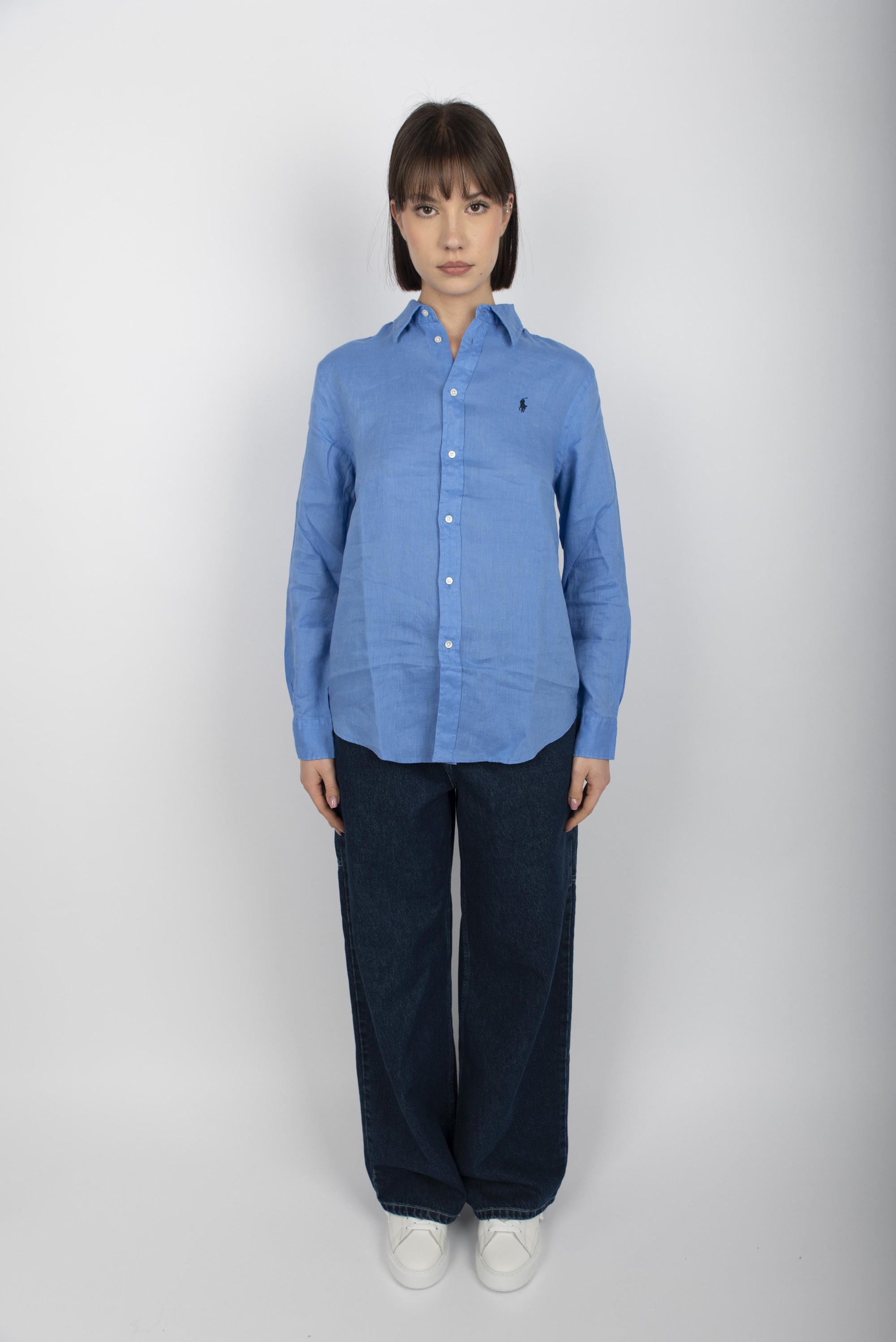 Camicia in lino Classic Fit blu medio 211970730 006 POLO RALPH LAUREN 